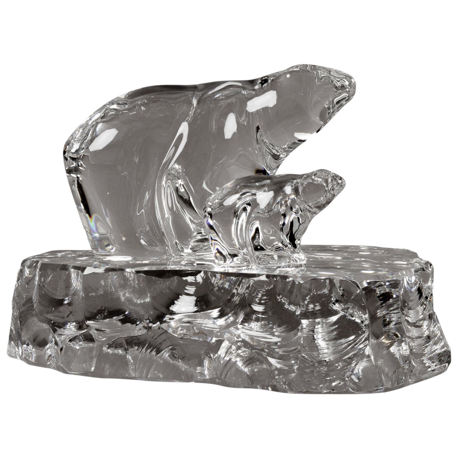 Scandinavian Polar Bear Crystal Figurine by Willy Johanson for Hadeland