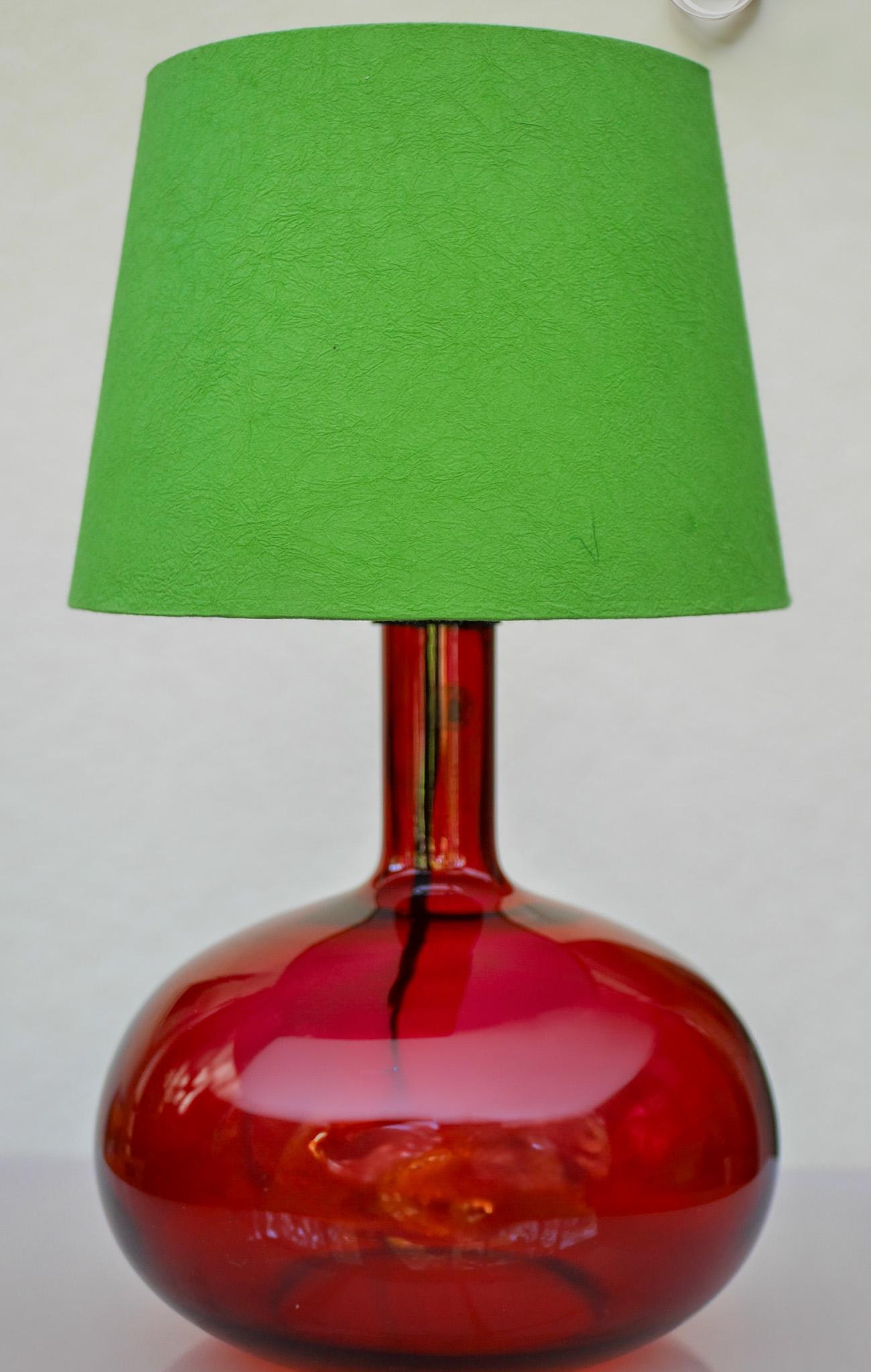 Glass Scandinavian Pop Art style bright red glass table lamp by Anne Nilsson for Ikea For Sale