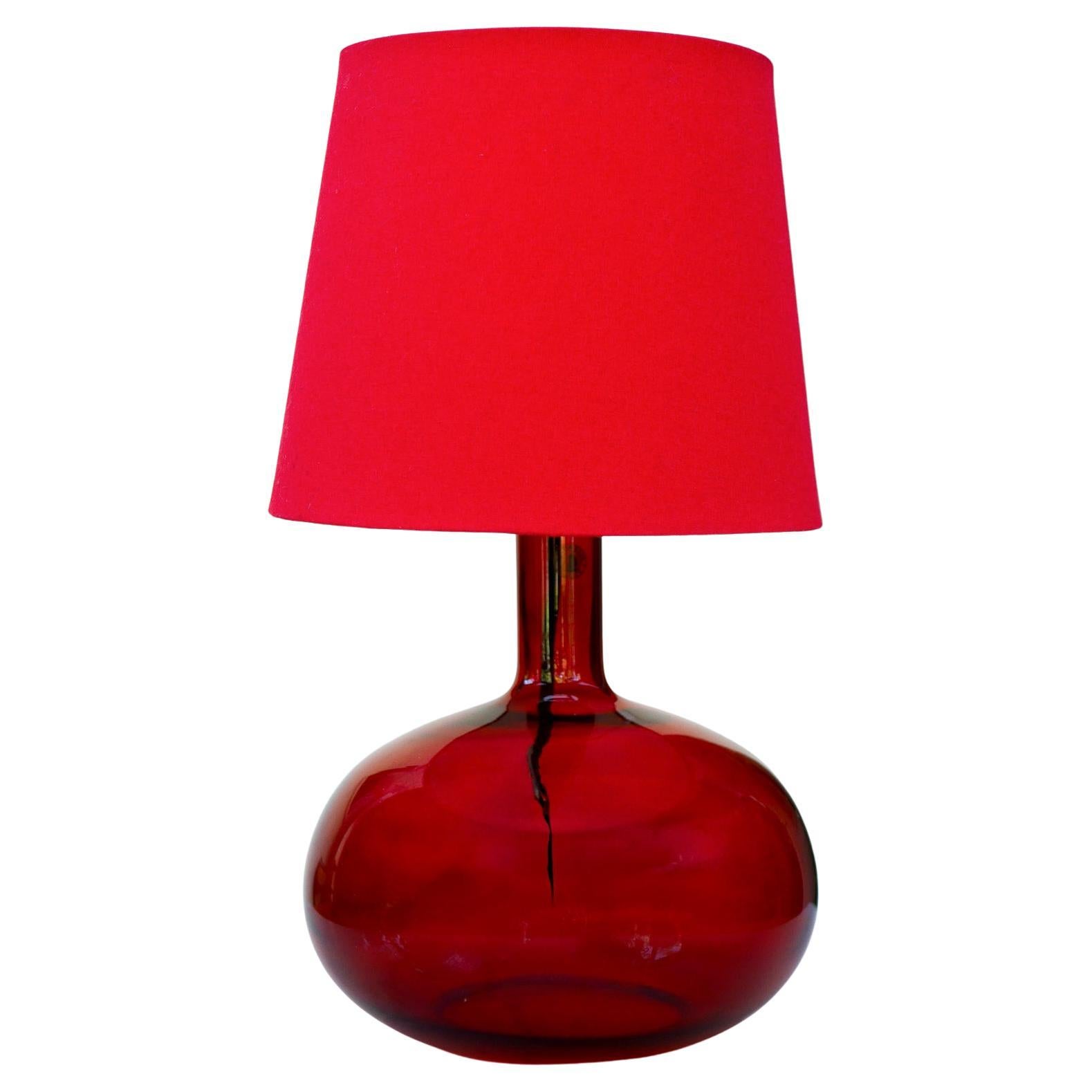 Scandinavian Pop Art style bright red glass table lamp by Anne Nilsson for Ikea For Sale