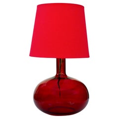 Scandinavian Pop Art style bright red glass table lamp by Anne Nilsson for Ikea