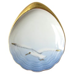 Skandinavische Porzellan-Schmuckschale Muschel-Vogel-Design
