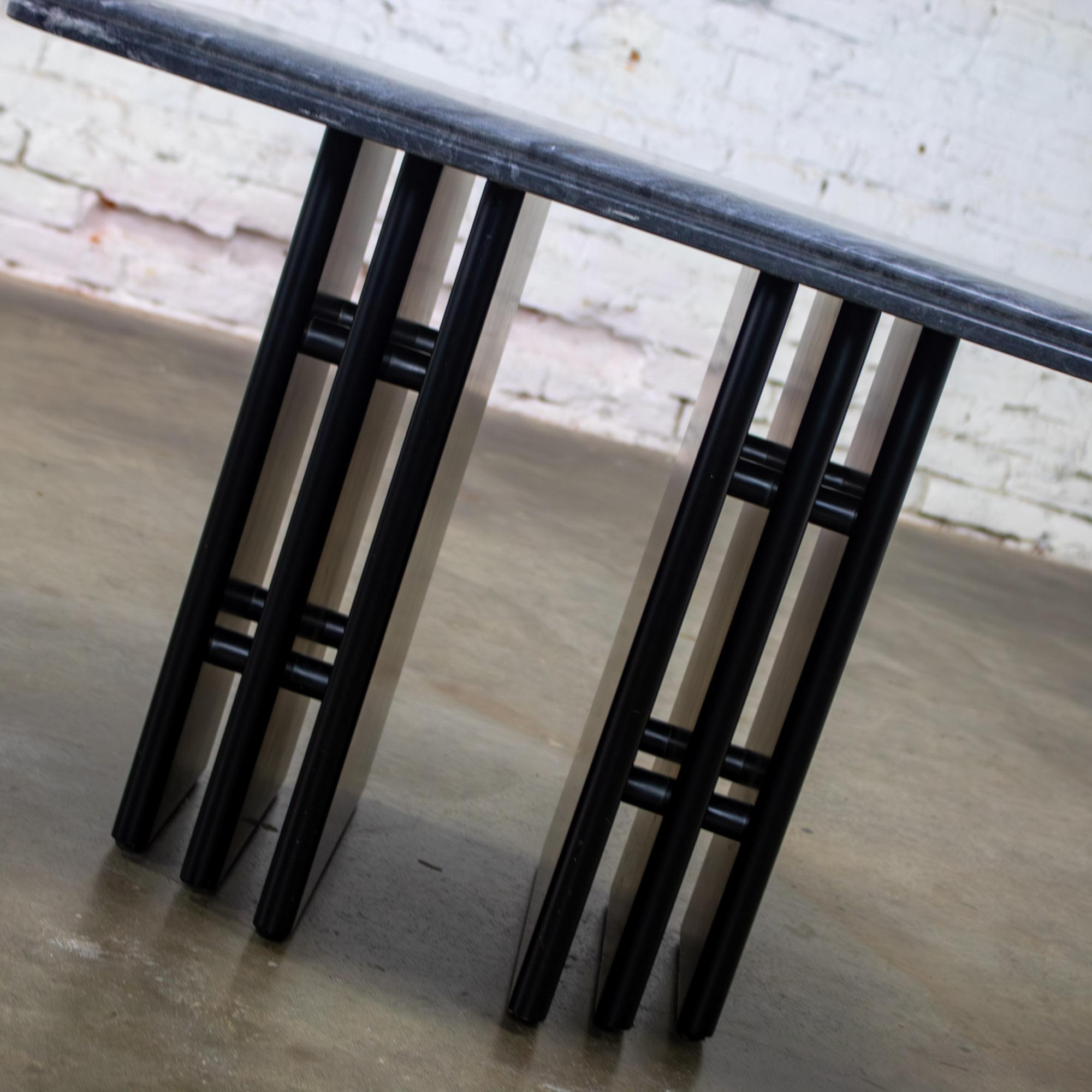 Lacquered Scandinavian Post Modern End Table Rectangle Marble Top Bendixen Designs Denmark For Sale