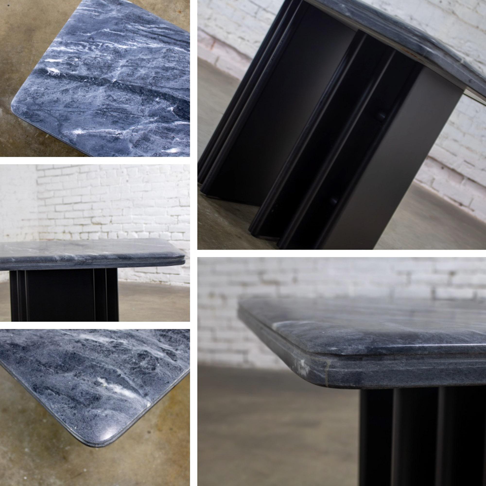 Scandinavian Post Modern Side Table Square Marble Top Bendixen Designs Denmark For Sale 9