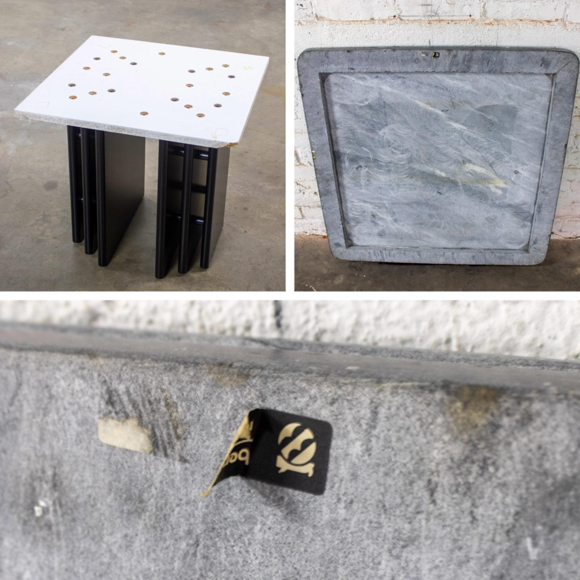 Scandinavian Post Modern Side Table Square Marble Top Bendixen Designs Denmark For Sale 11