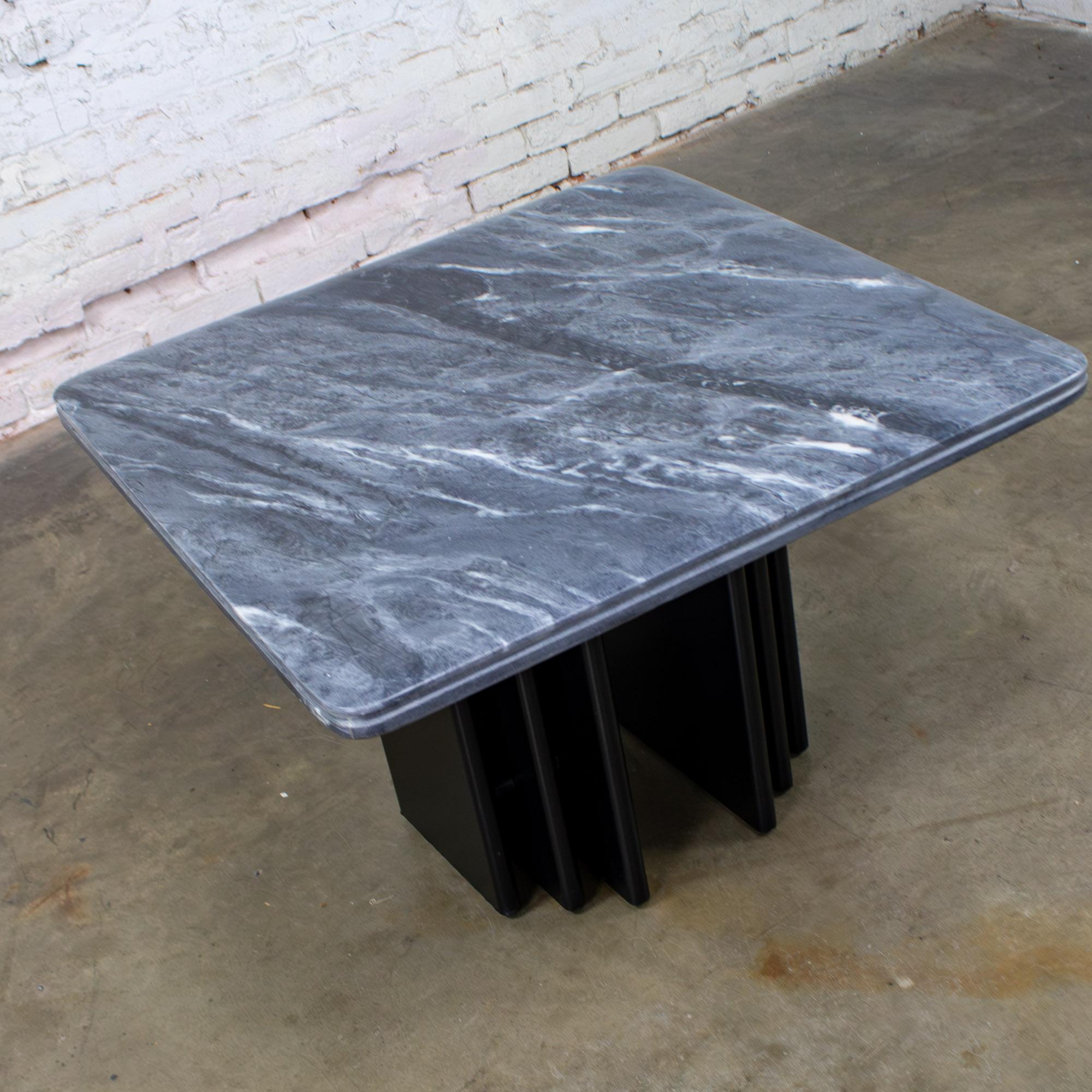 Danish Scandinavian Post Modern Side Table Square Marble Top Bendixen Designs Denmark For Sale