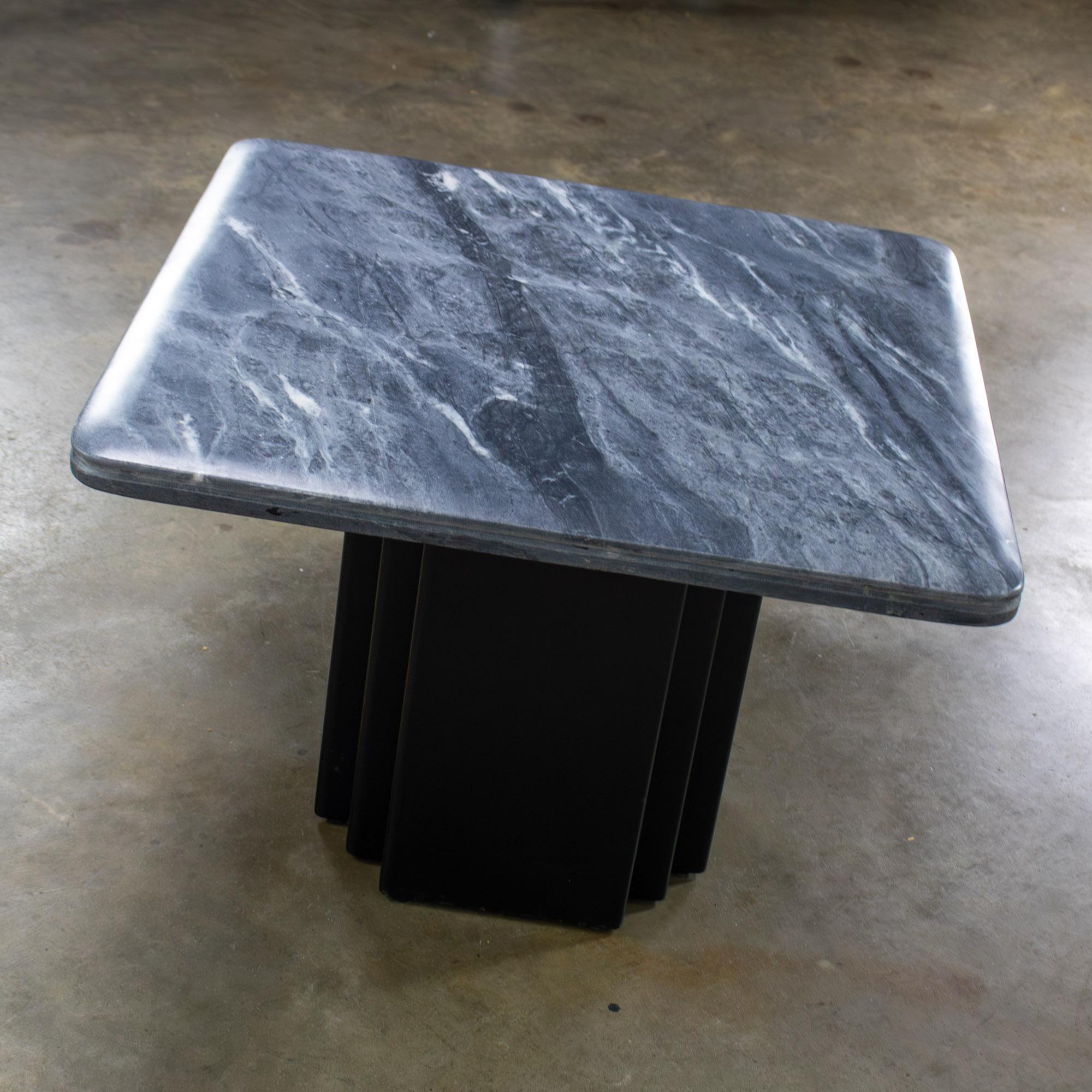 Lacquered Scandinavian Post Modern Side Table Square Marble Top Bendixen Designs Denmark For Sale