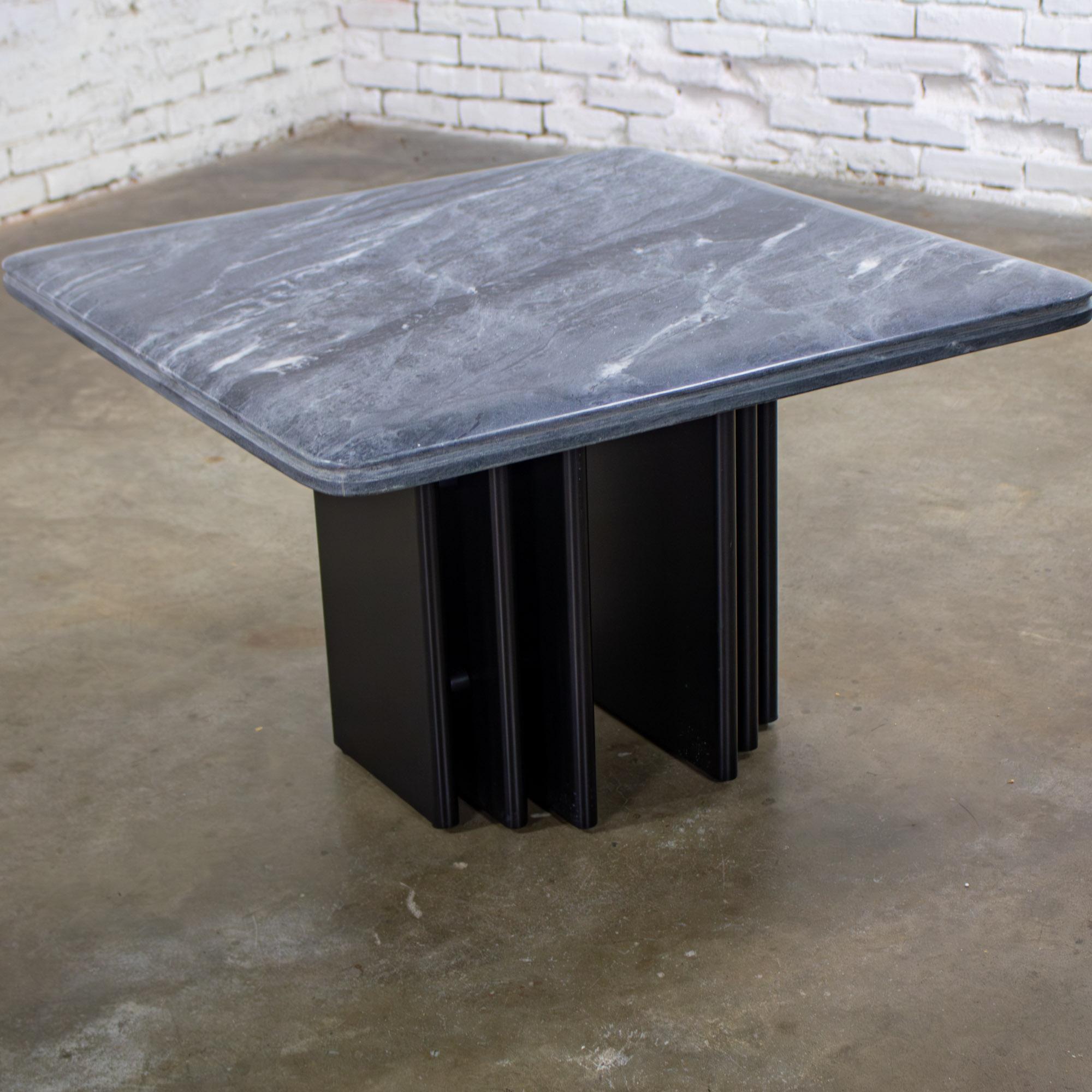 Scandinavian Post Modern Side Table Square Marble Top Bendixen Designs Denmark In Good Condition For Sale In Topeka, KS