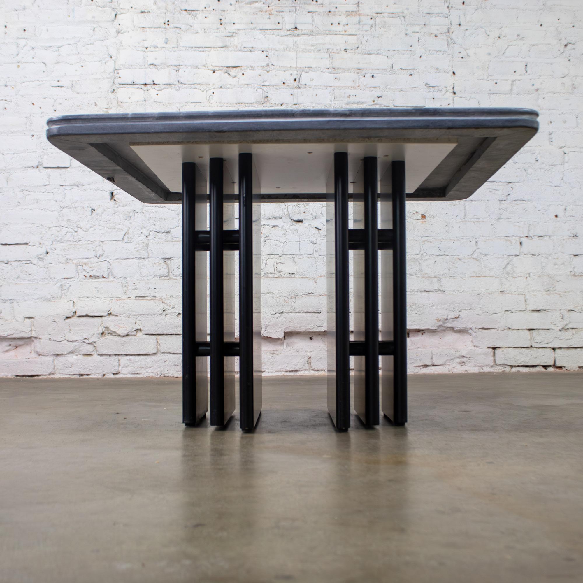 Scandinavian Post Modern Side Table Square Marble Top Bendixen Designs Denmark For Sale 1