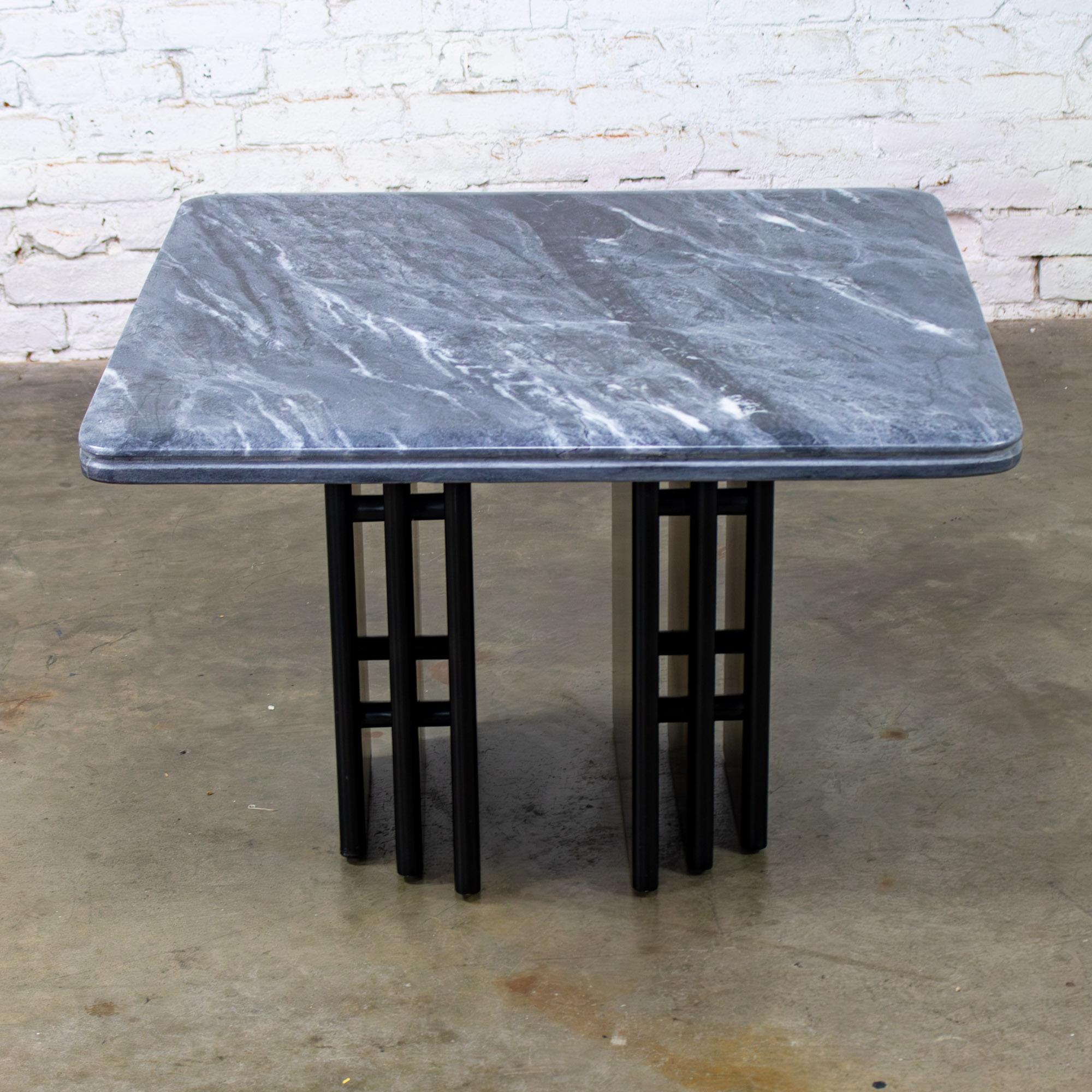 Scandinavian Post Modern Side Table Square Marble Top Bendixen Designs Denmark For Sale 2