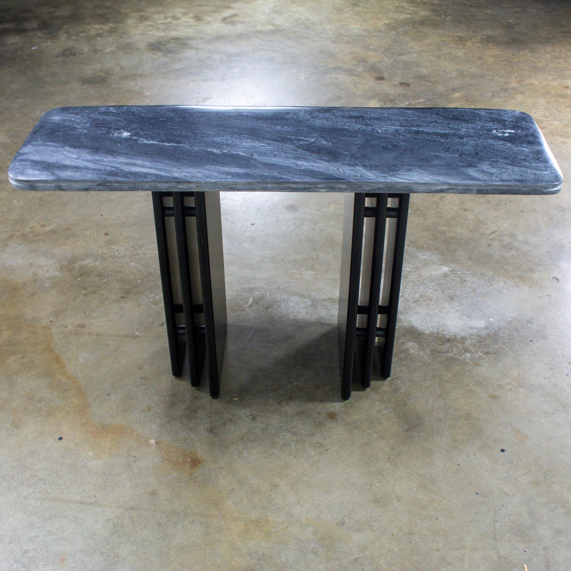 Scandinavian Post Modern Sofa Console Table Marble Top Bendixen Designs Denmark For Sale 3