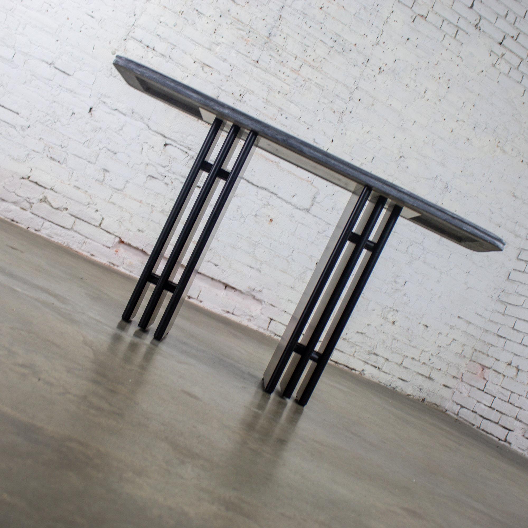 Danish Scandinavian Post Modern Sofa Console Table Marble Top Bendixen Designs Denmark For Sale