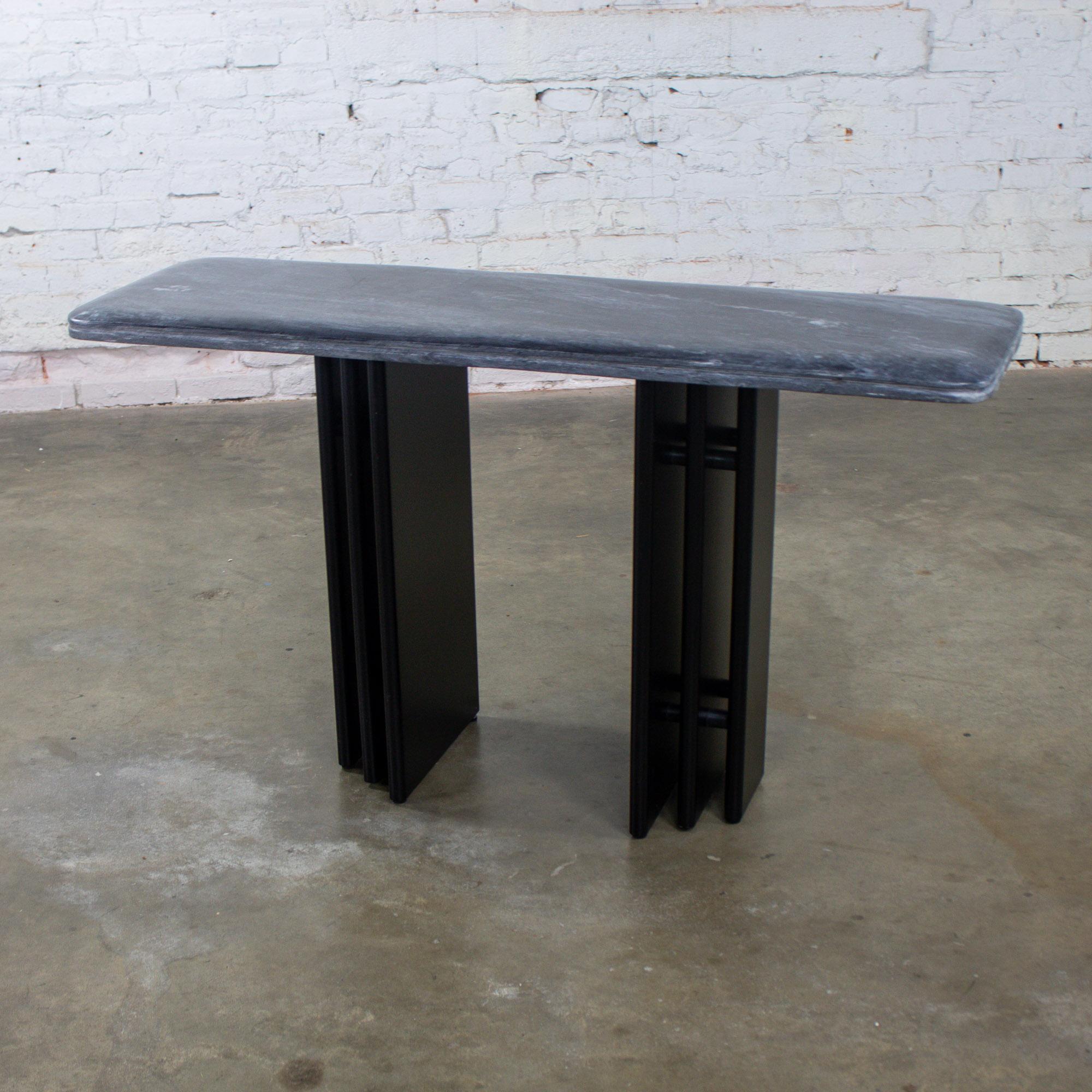 Lacquered Scandinavian Post Modern Sofa Console Table Marble Top Bendixen Designs Denmark For Sale