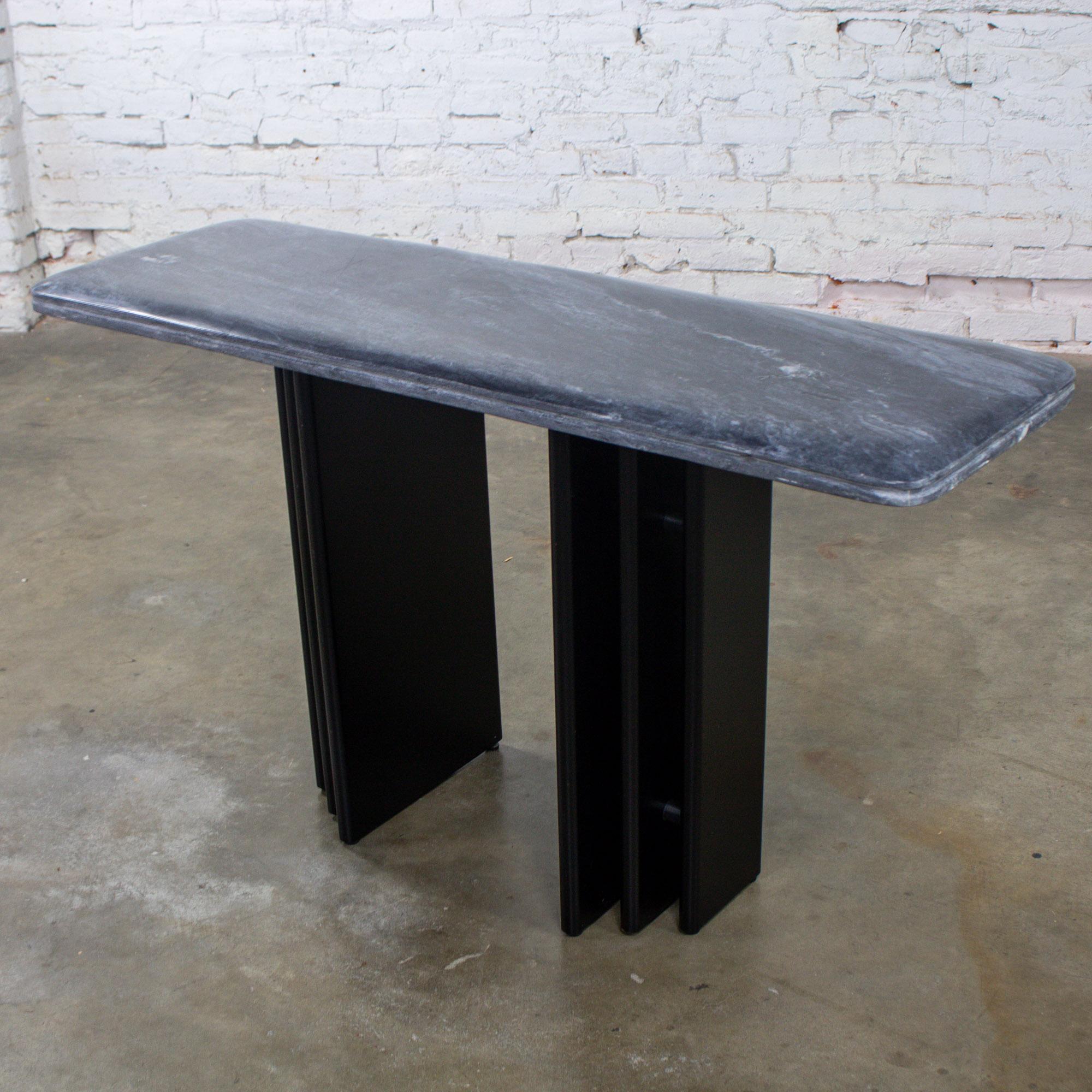 20th Century Scandinavian Post Modern Sofa Console Table Marble Top Bendixen Designs Denmark For Sale