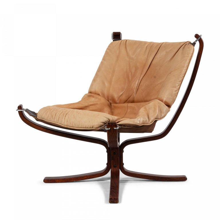 Scandinavian Modern Scandinavian Post-War Beige Leather Chairs For Sale