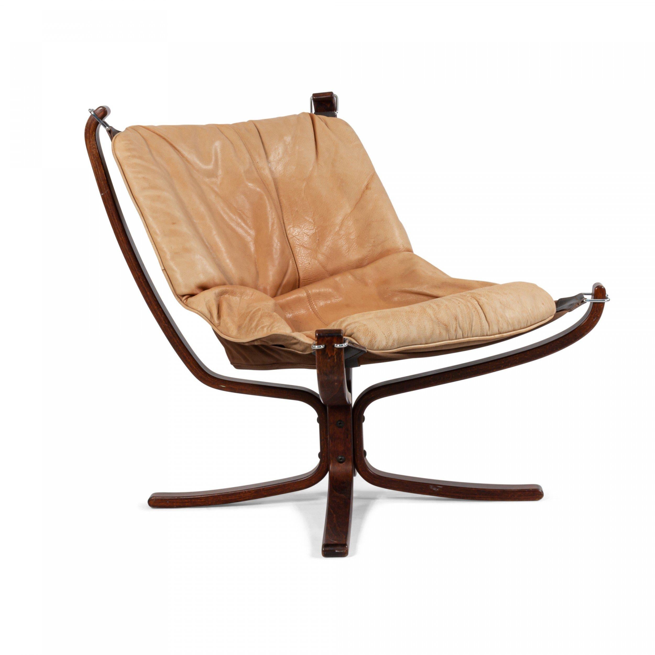 Canvas Scandinavian Post-War Beige Leather Chairs