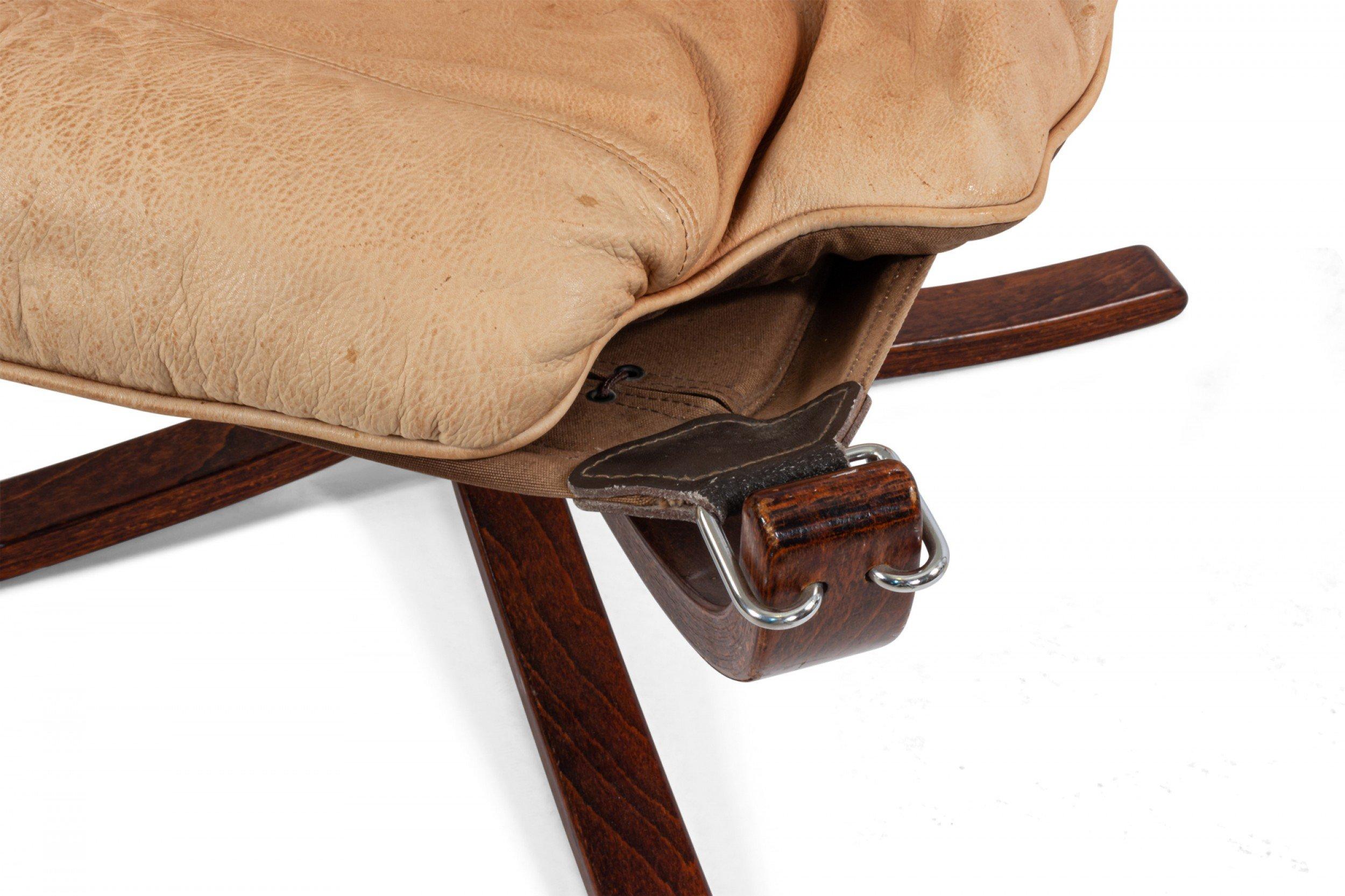 Scandinavian Post-War Beige Leather Chairs 1