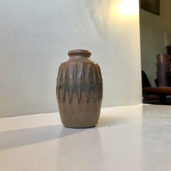Scandinavian Pottery Vase with Camou Glaze by Günther Praschak for Knabstrup