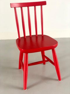 Scandinavian Poul Volther style red wooden child chair 1960's