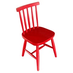 Retro Scandinavian Poul Volther style red wooden child chair 1960's