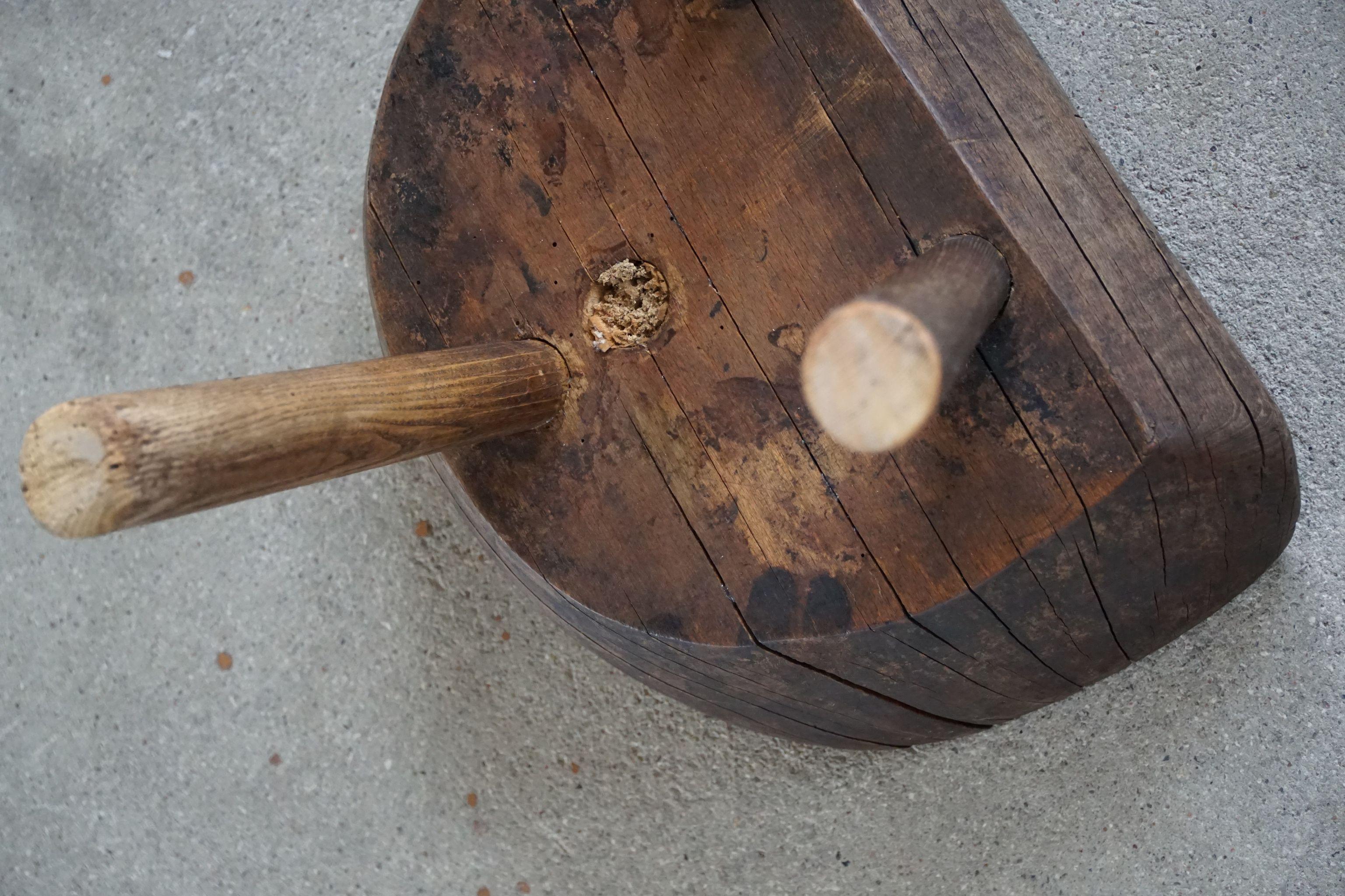 Scandinavian Stool in Solid Wood, Early 20th Century 1