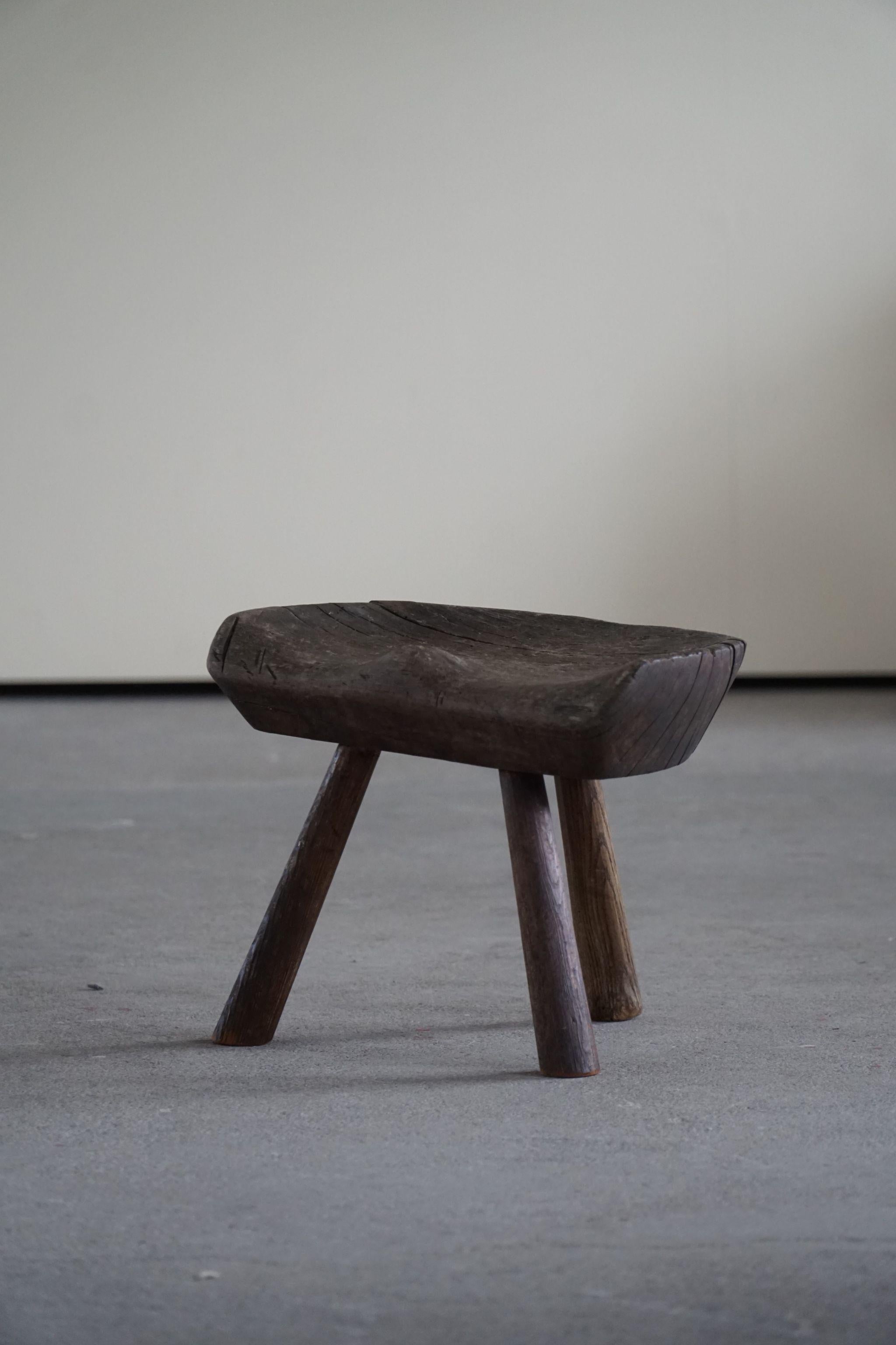Scandinavian Stool in Solid Wood, Early 20th Century 2