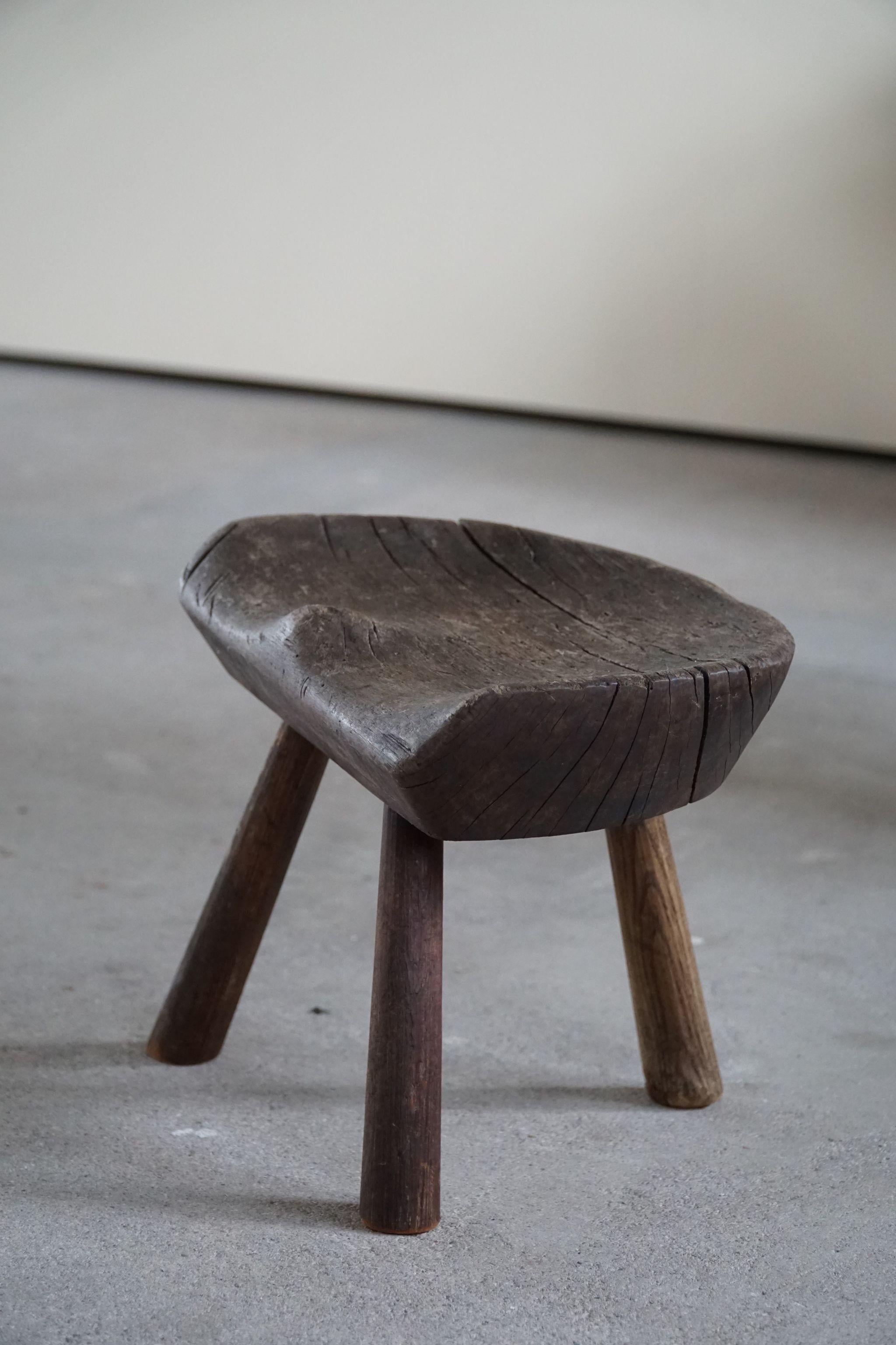 Scandinavian Stool in Solid Wood, Early 20th Century 3