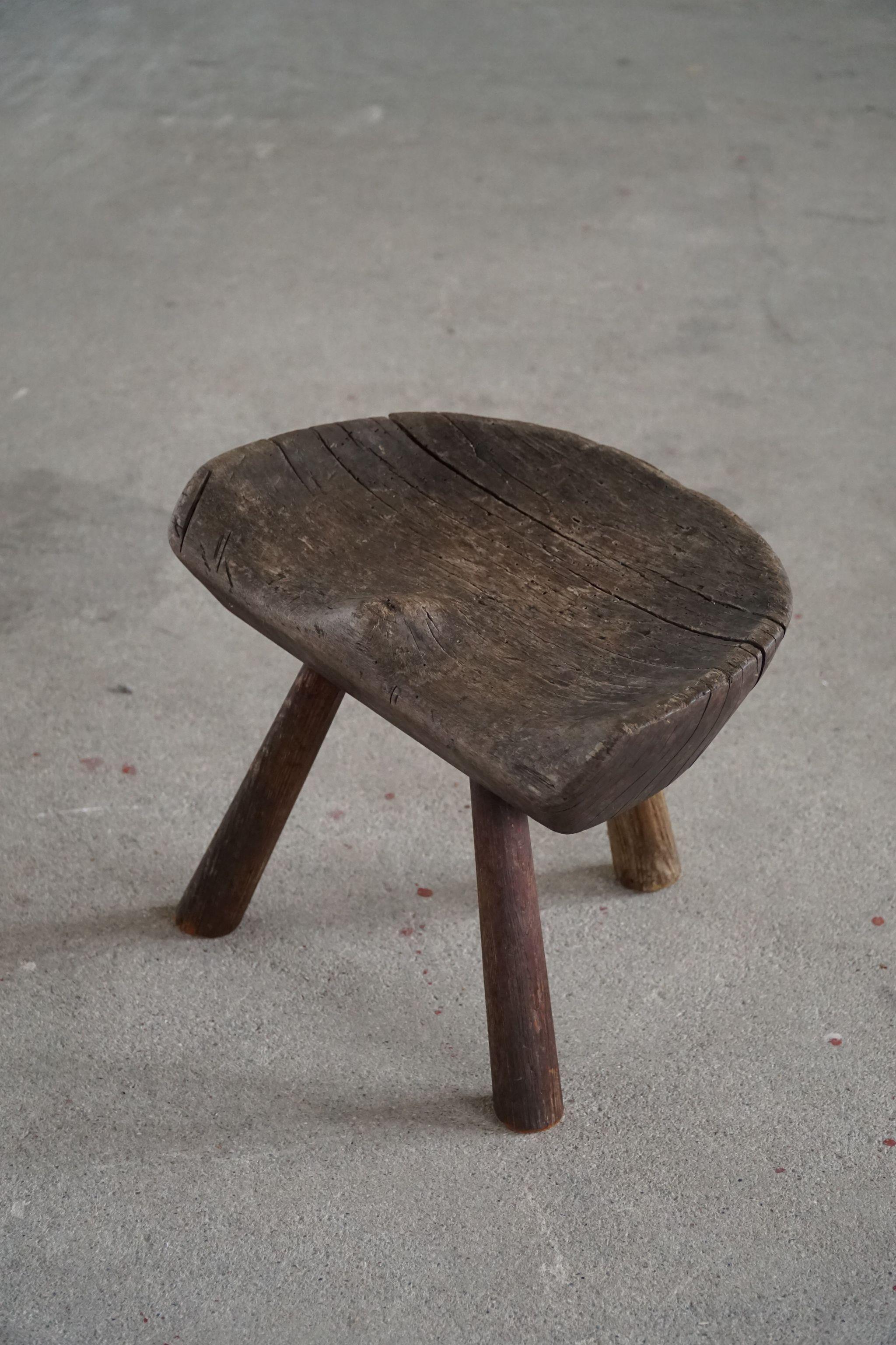 Scandinavian Stool in Solid Wood, Early 20th Century 4