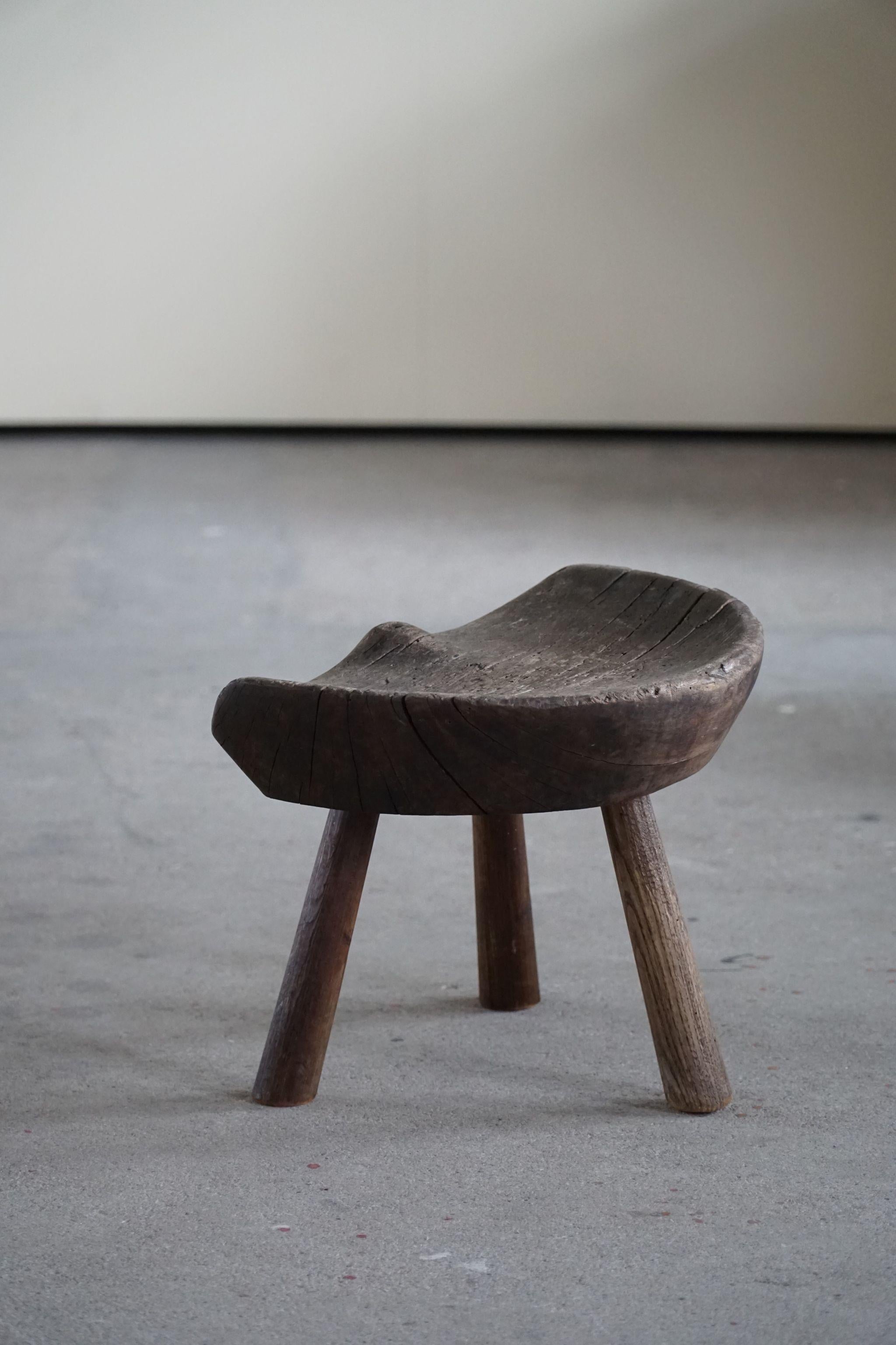 Scandinavian Stool in Solid Wood, Early 20th Century 5