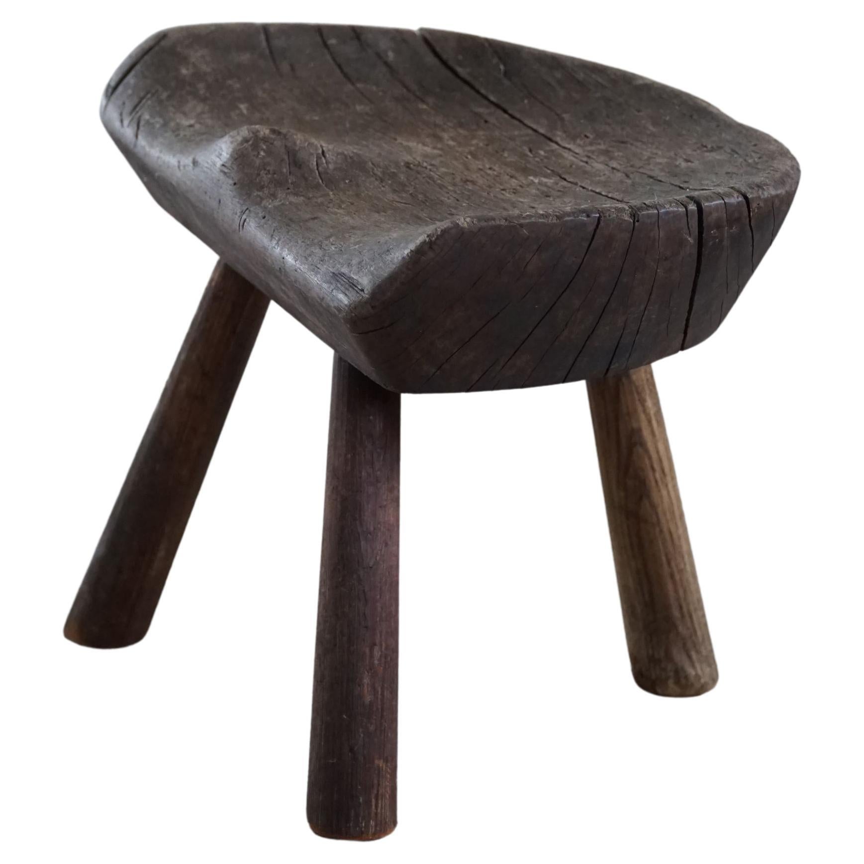 Scandinavian Stool in Solid Wood, Early 20th Century