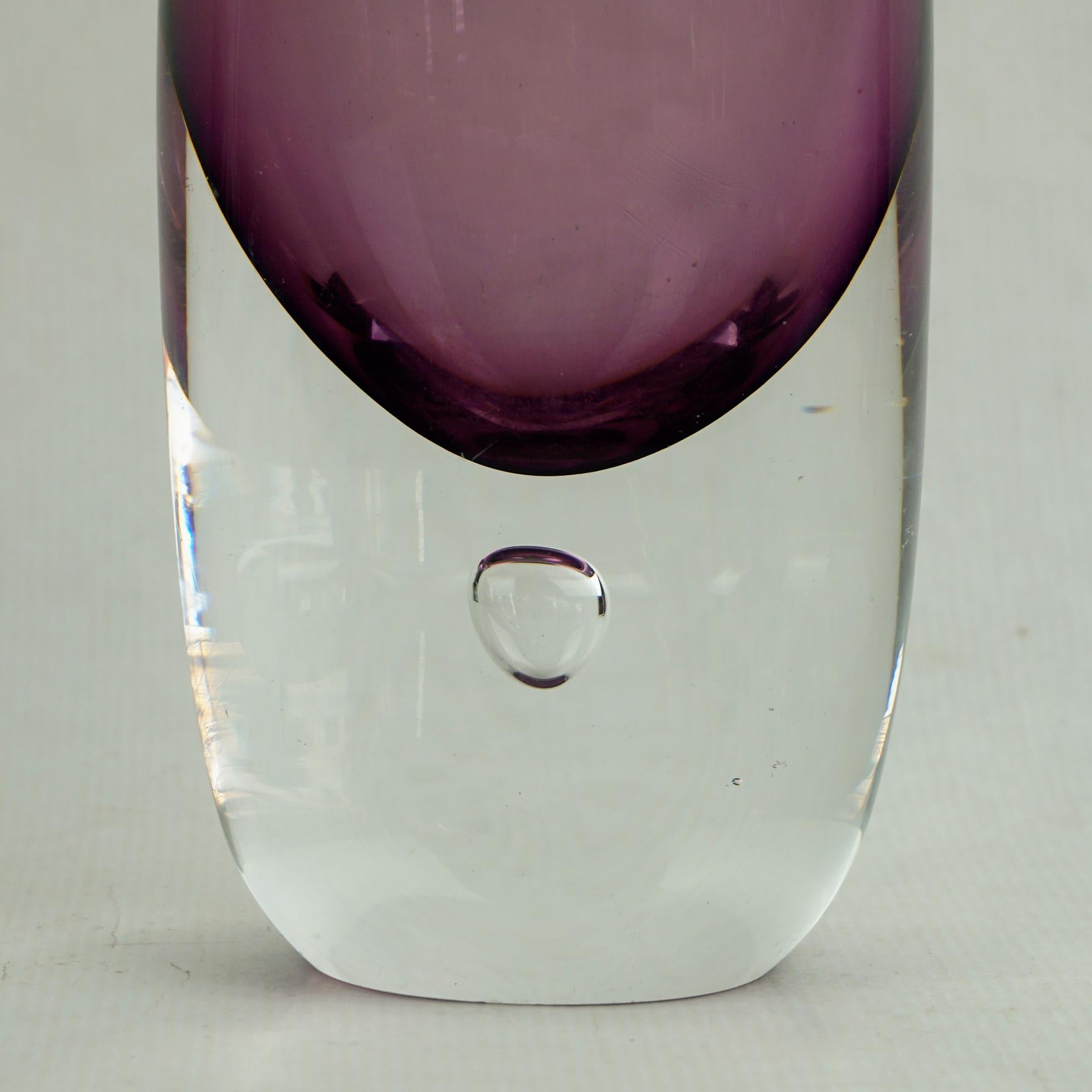 Mid-20th Century Scandinavian Purple Amethyst Sommerso Vase by  Ernest Gordon for Afors Sweden For Sale