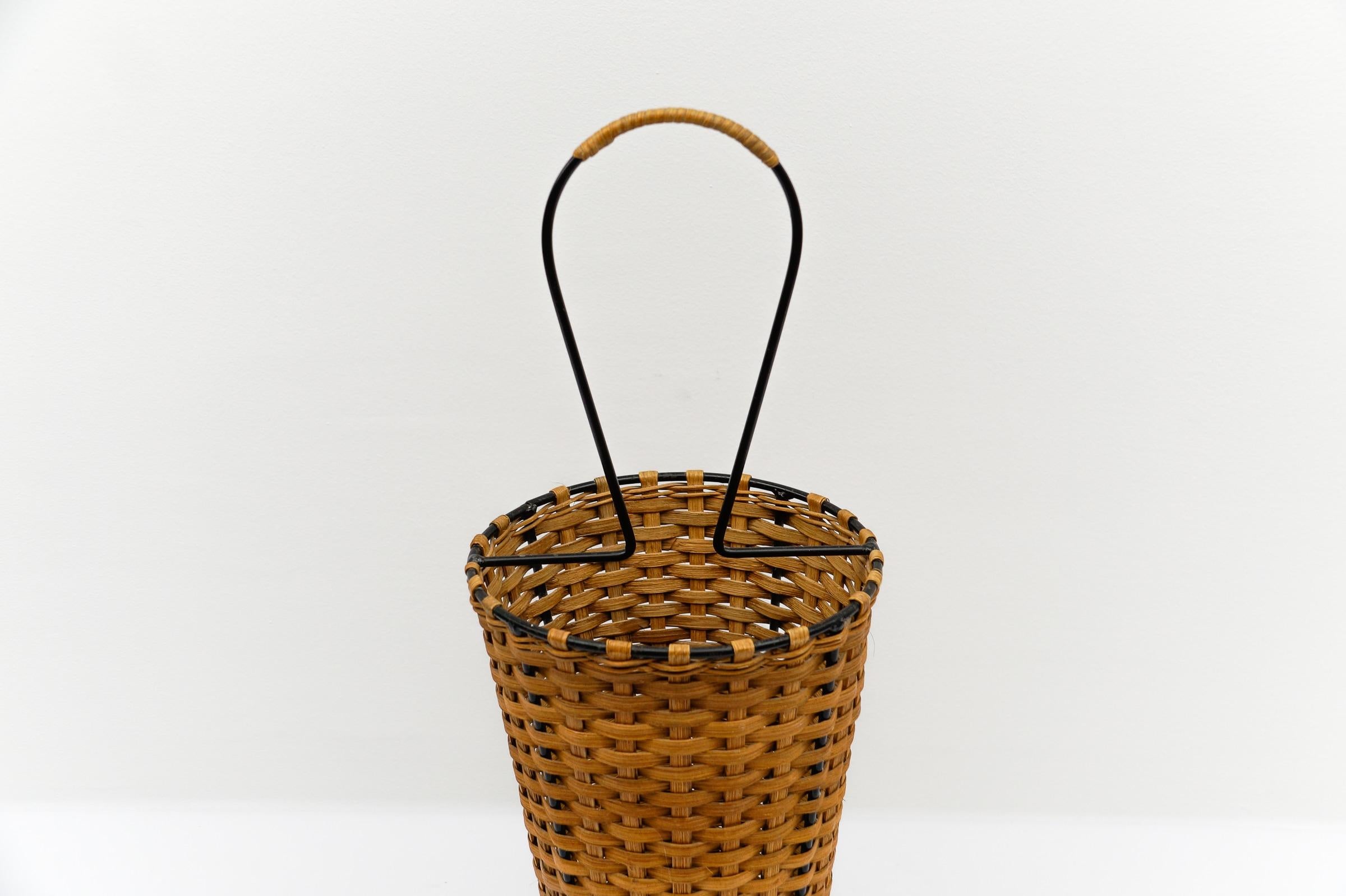 Scandinavo Portaombrelli scandinavo in rattan e corda, Svezia, 1960 in vendita