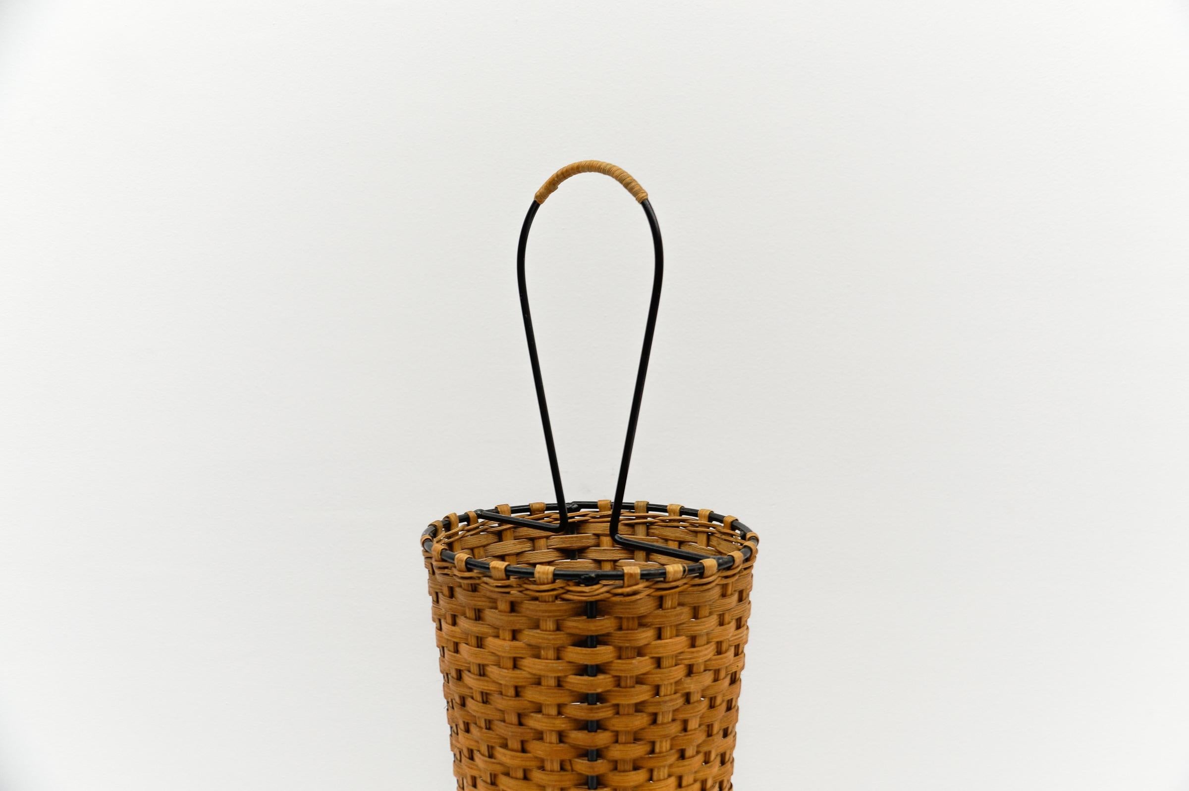 Rattan Portaombrelli scandinavo in rattan e corda, Svezia, 1960 in vendita