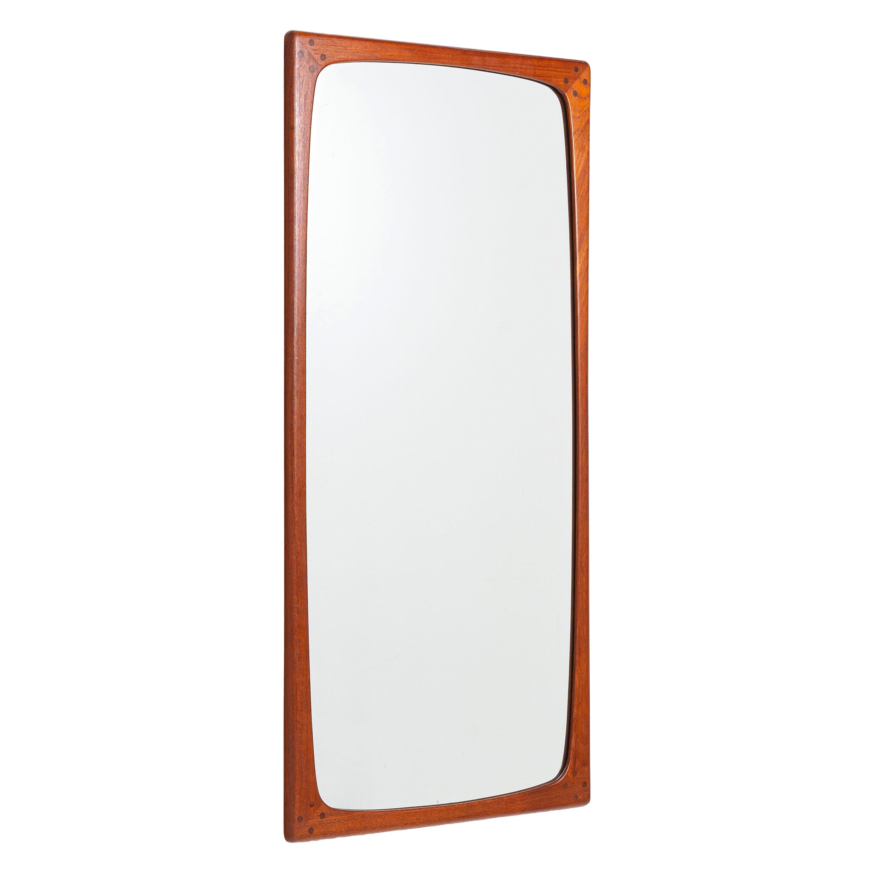 Scandinavian rectangular wall mirror in teak Denmark 1960 For Sale