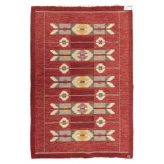 Scandinavian Modern flat-weave rug, signed IS by Ingegerd Silow