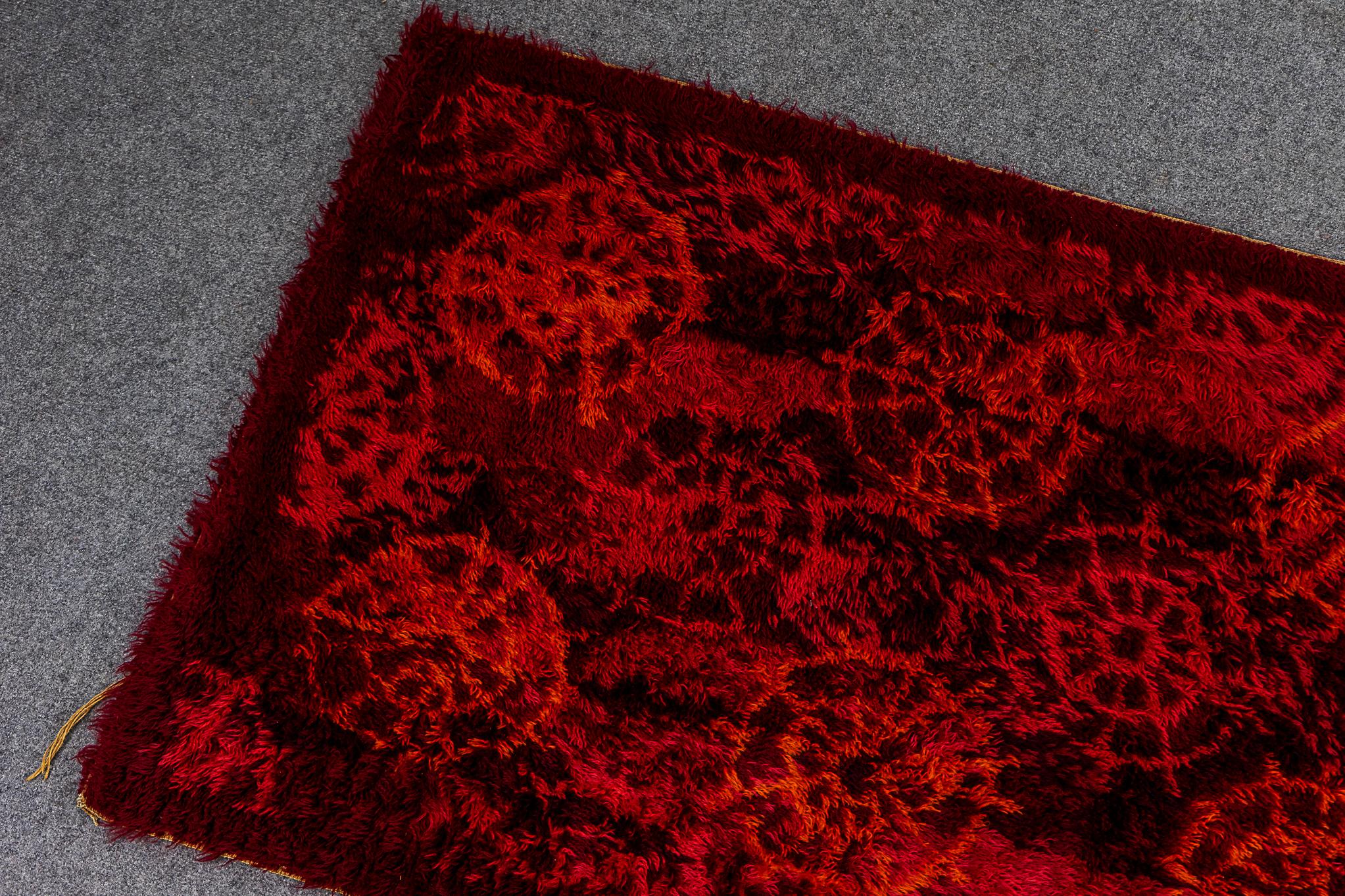 Scandinavian Modern Scandinavian Red Wool Rug For Sale