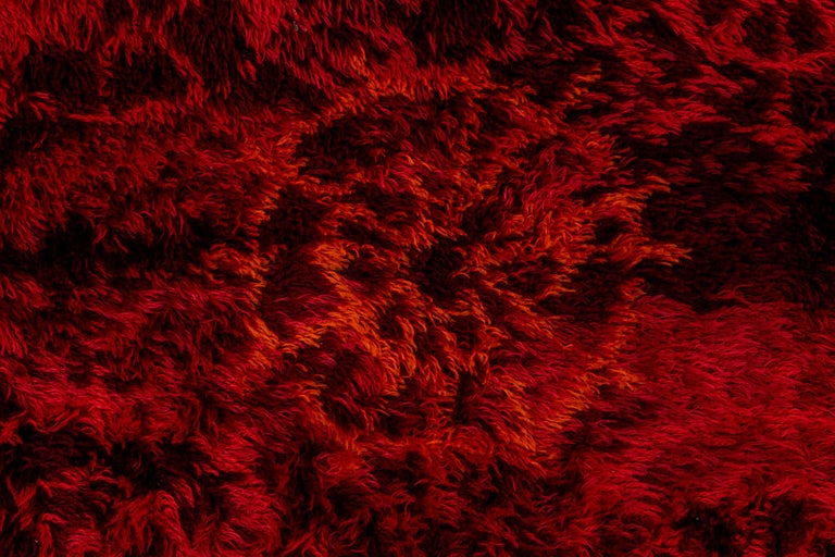 Scandinavian Red Wool Rug For Sale at 1stDibs