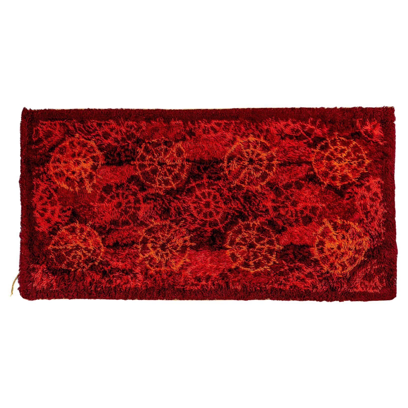 Scandinavian Red Wool Rug For Sale