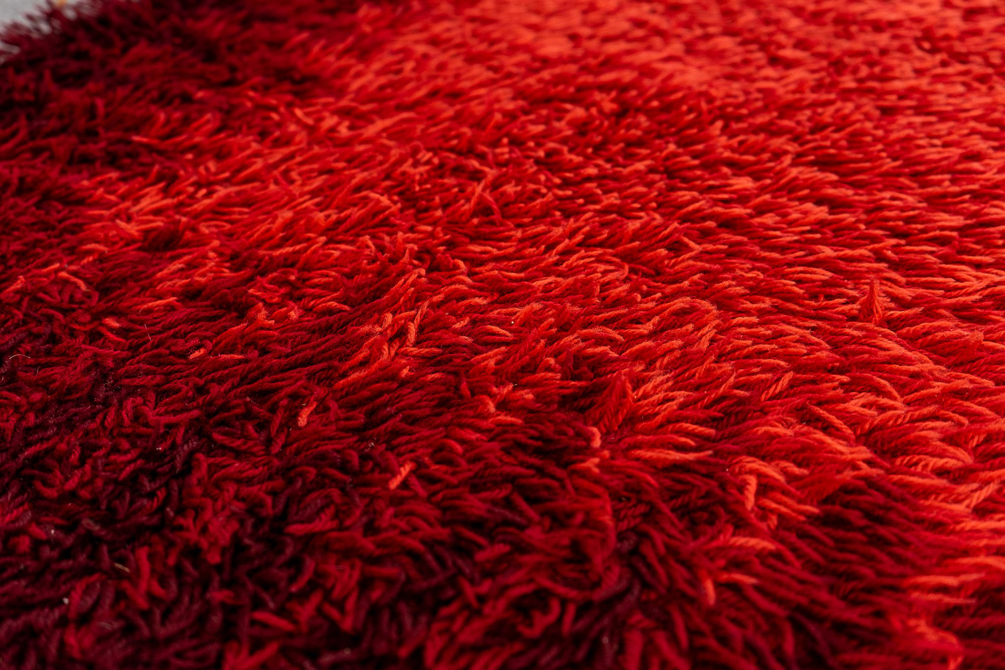 Scandinavian Red Zig Zag Wool Rug 1