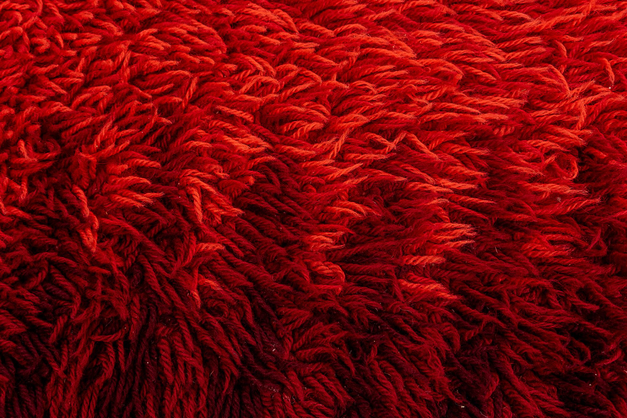 Scandinavian Red Zig Zag Wool Rug 2