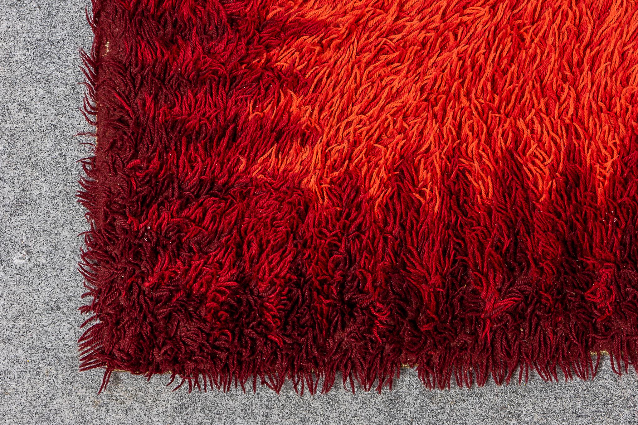 Scandinavian Red Zig Zag Wool Rug 3