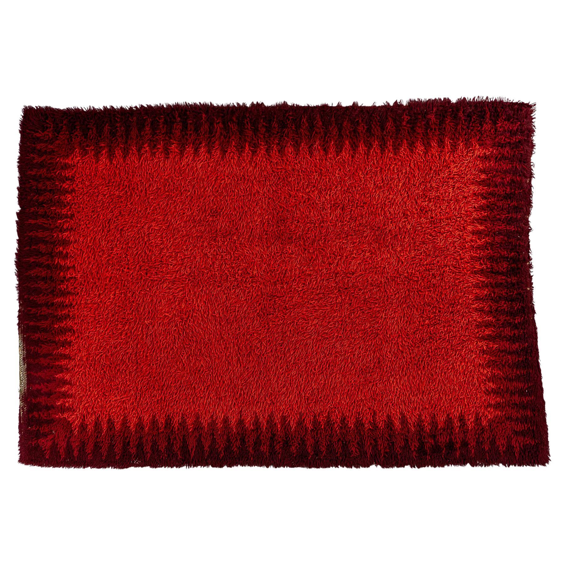 Scandinavian Red Zig Zag Wool Rug