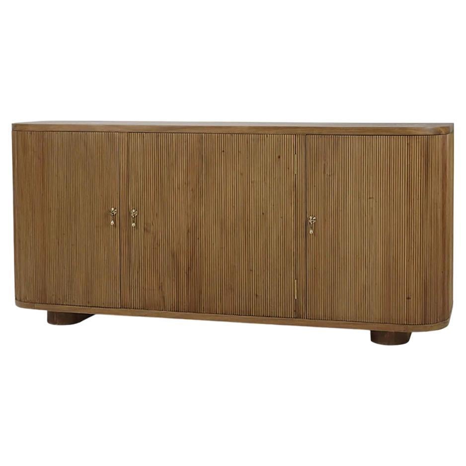 Scandinavian Reeded Wood Sideboard For Sale