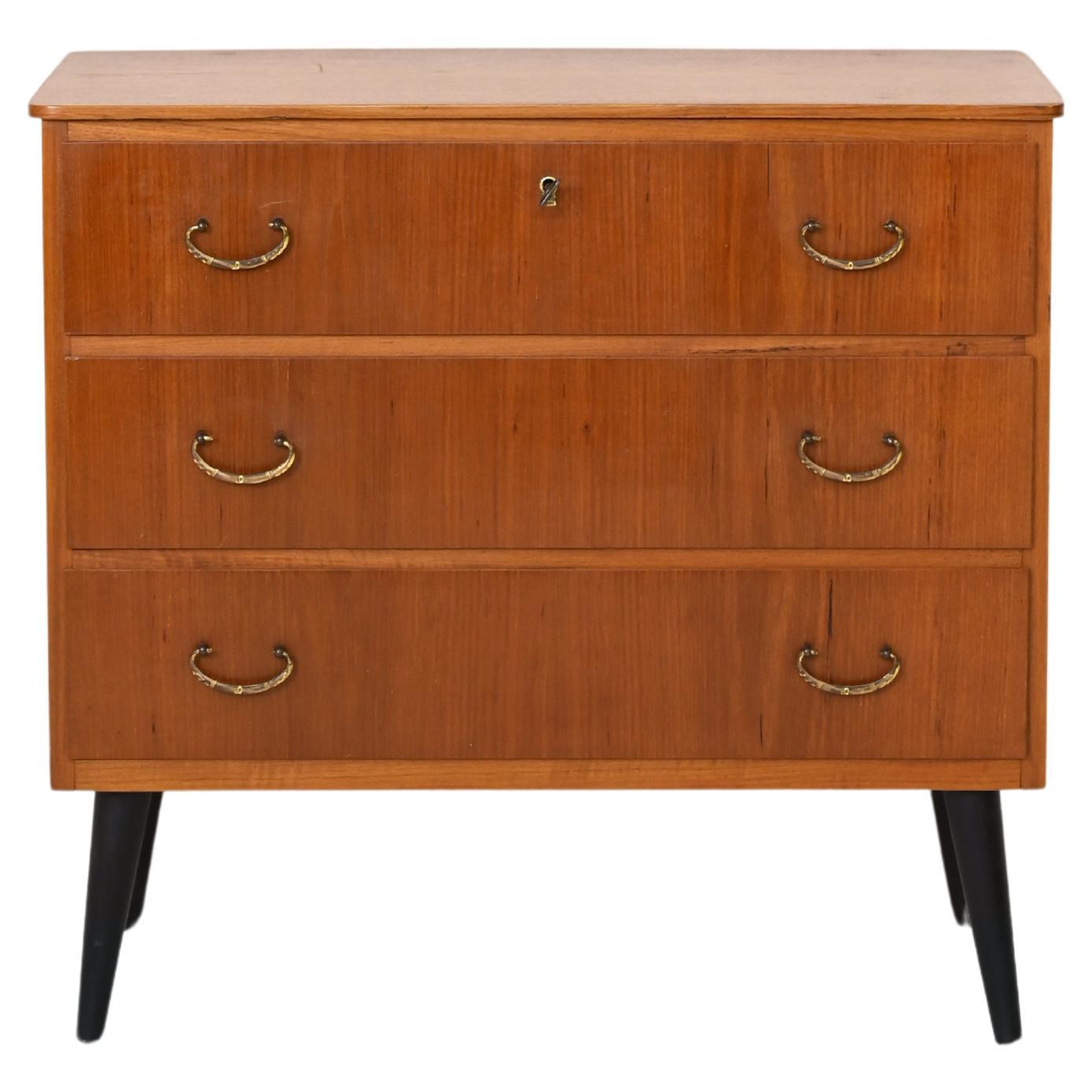 Scandinavian retro teak chest of drawers For Sale