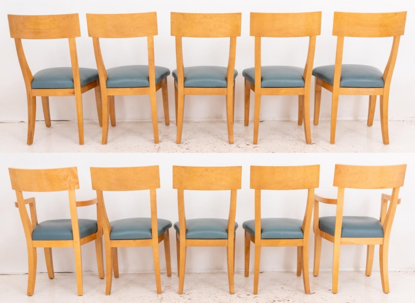 Scandinavian Revival Dining Chairs, Set of 10 In Good Condition For Sale In New York, NY
