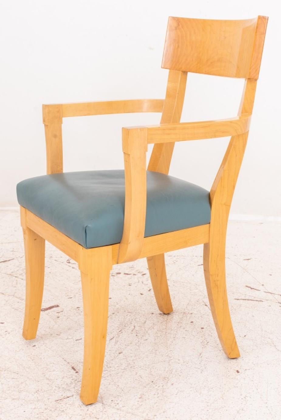 Leather Scandinavian Revival Dining Chairs, Set of 10 For Sale