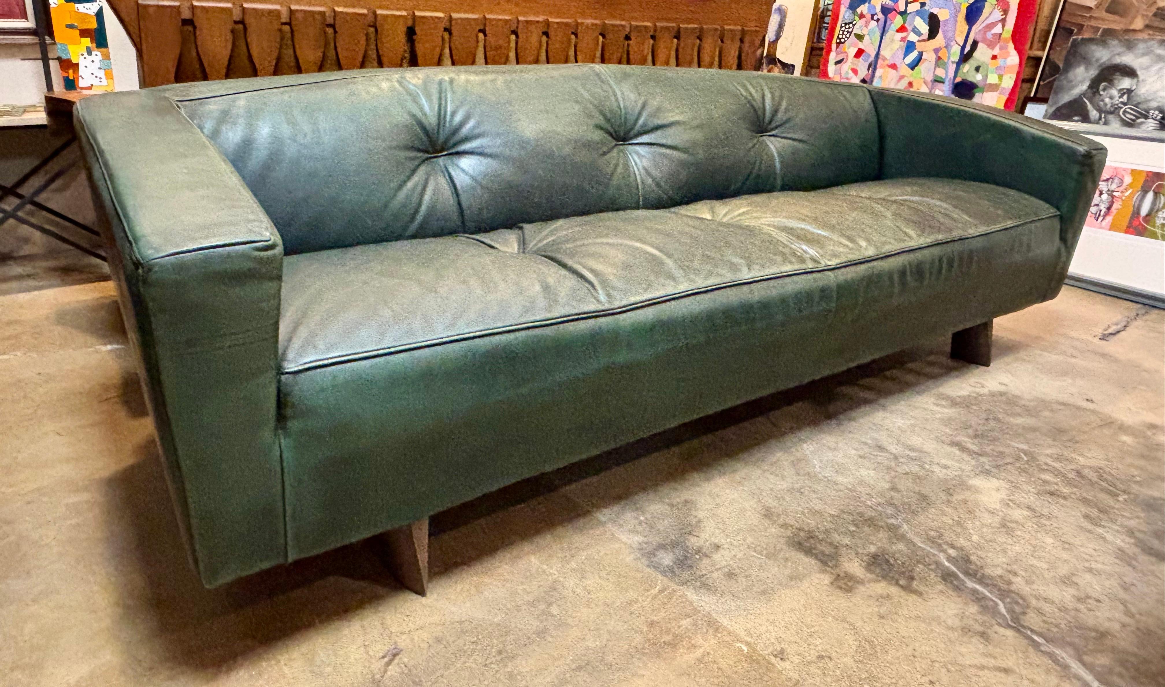 Cuir Canapé scandinave en cuir vert Riva de Gijs Papavo pour Montis en vente
