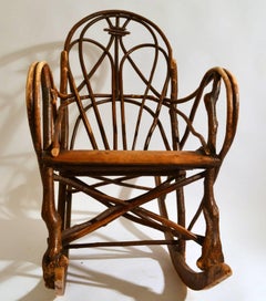 Scandinavian Rocking Chair Bent Wood Willow, 1900-1920