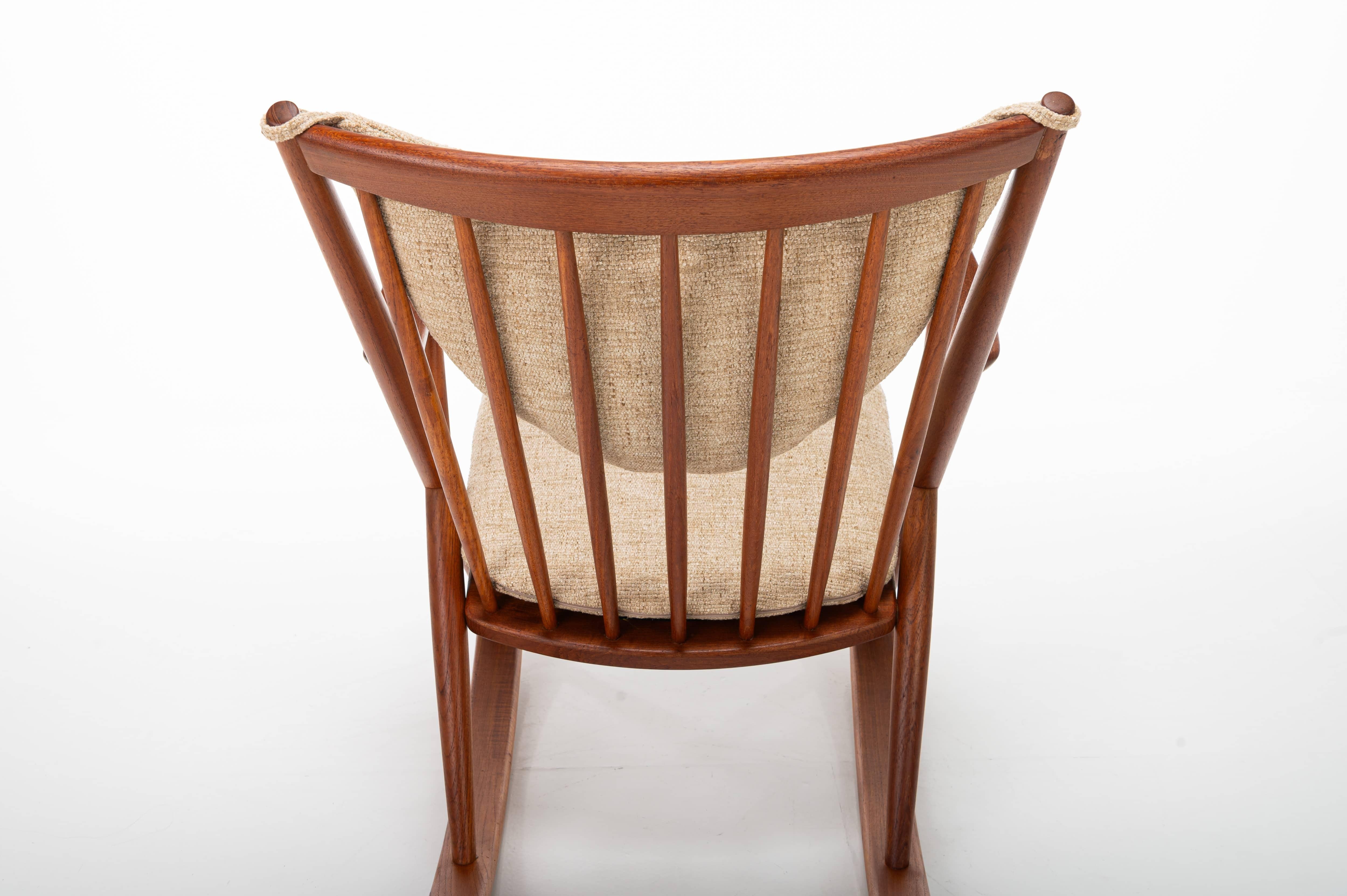 Sedia a dondolo scandinava di Frank Reenskaug per Bramin, Danimarca, anni '60 in vendita 6