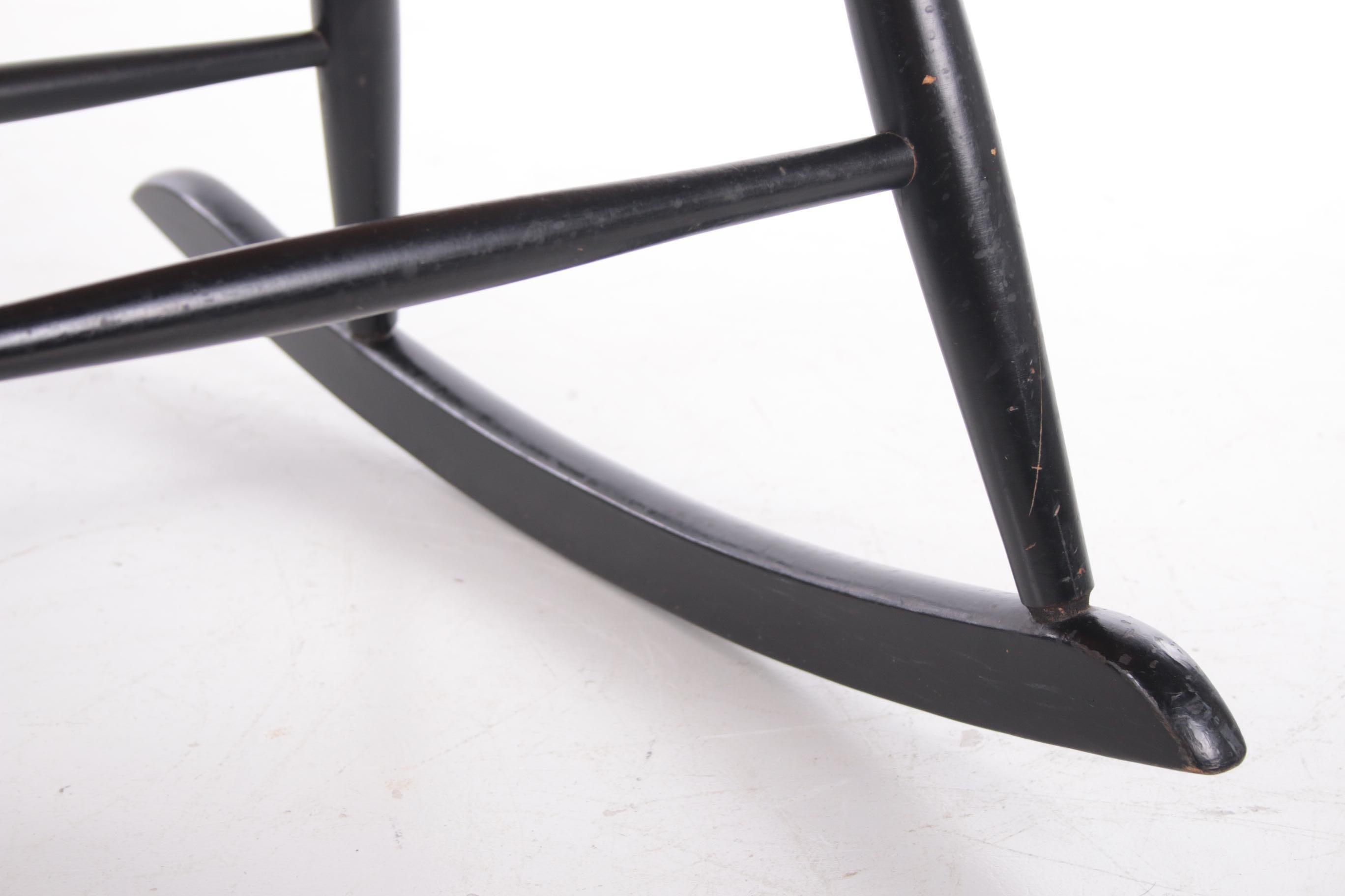 Teak Scandinavian Rocking Chair Design by Roland Rainer by Hagafors Stolfabrik