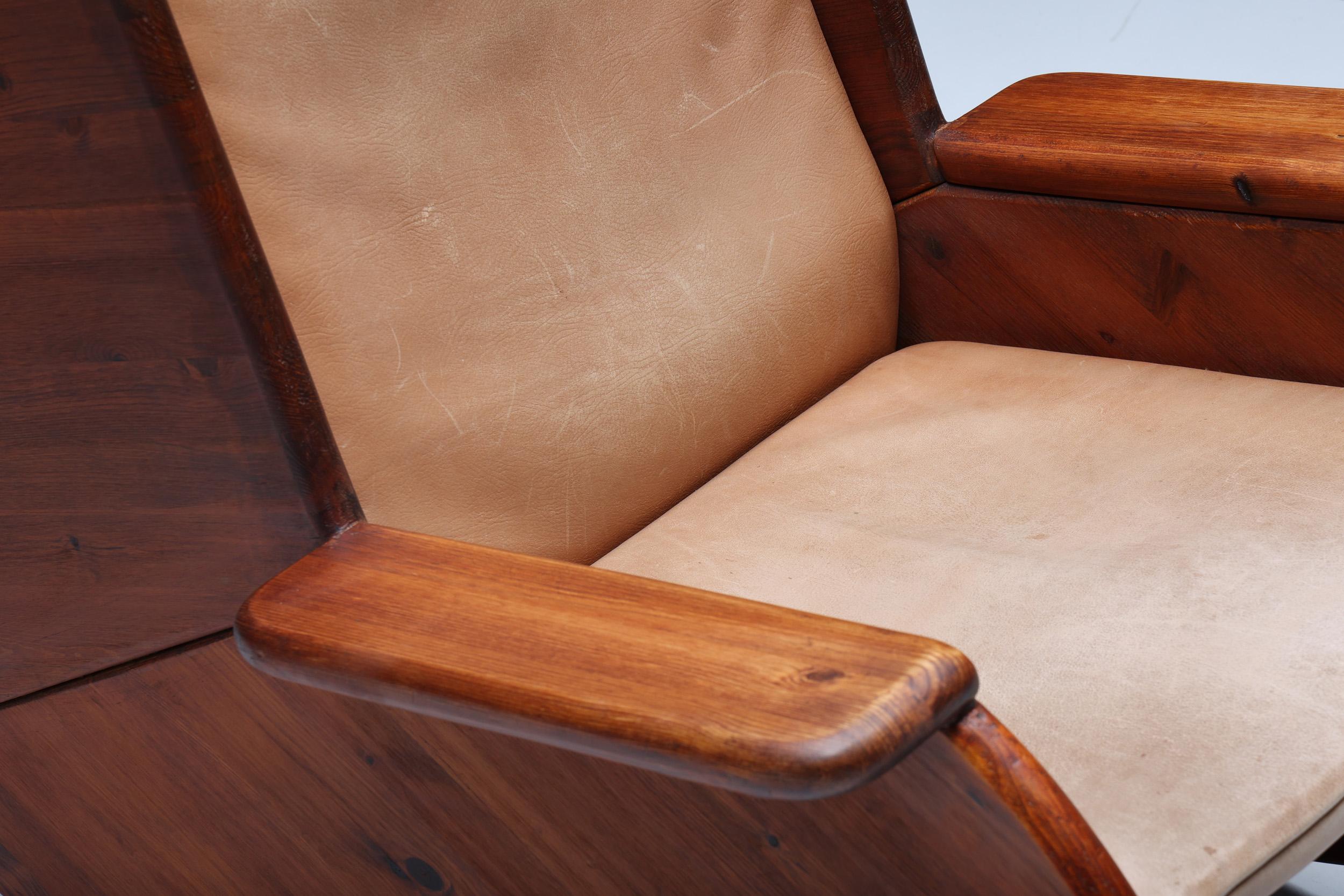 Scandinavian Rocking Chair with Camel Leather Seating, 1940s 5